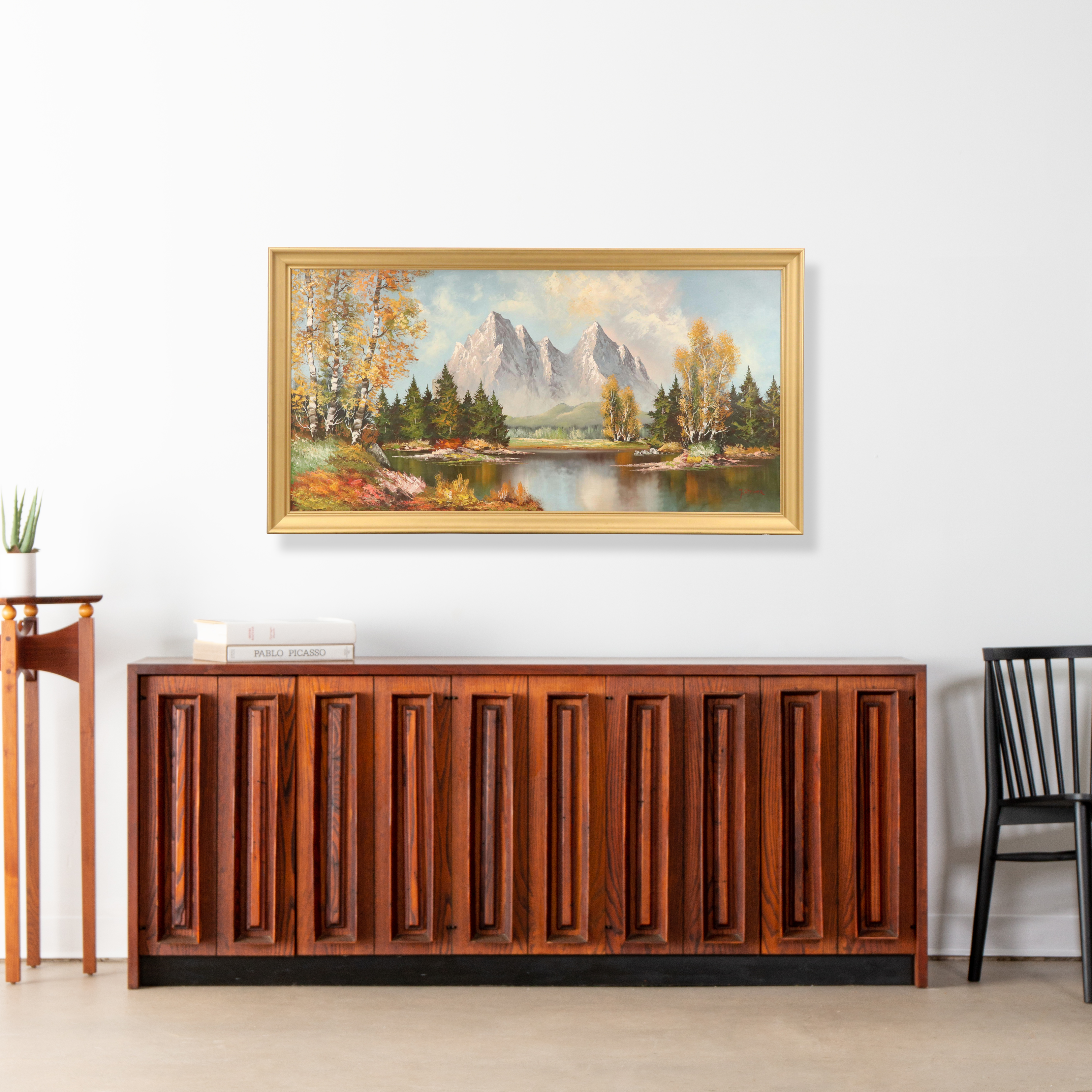 J. Steiner Mountainous Autumn Oil Painting, Late 20th Century