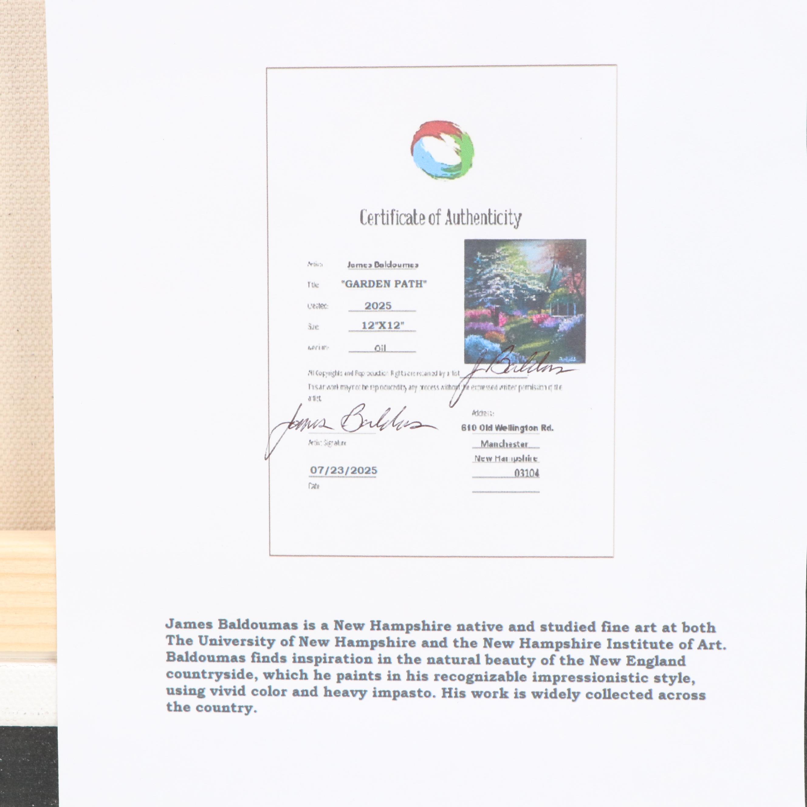 James Baldoumas Floral Landscape Oil Painting "Garden Path," 2025