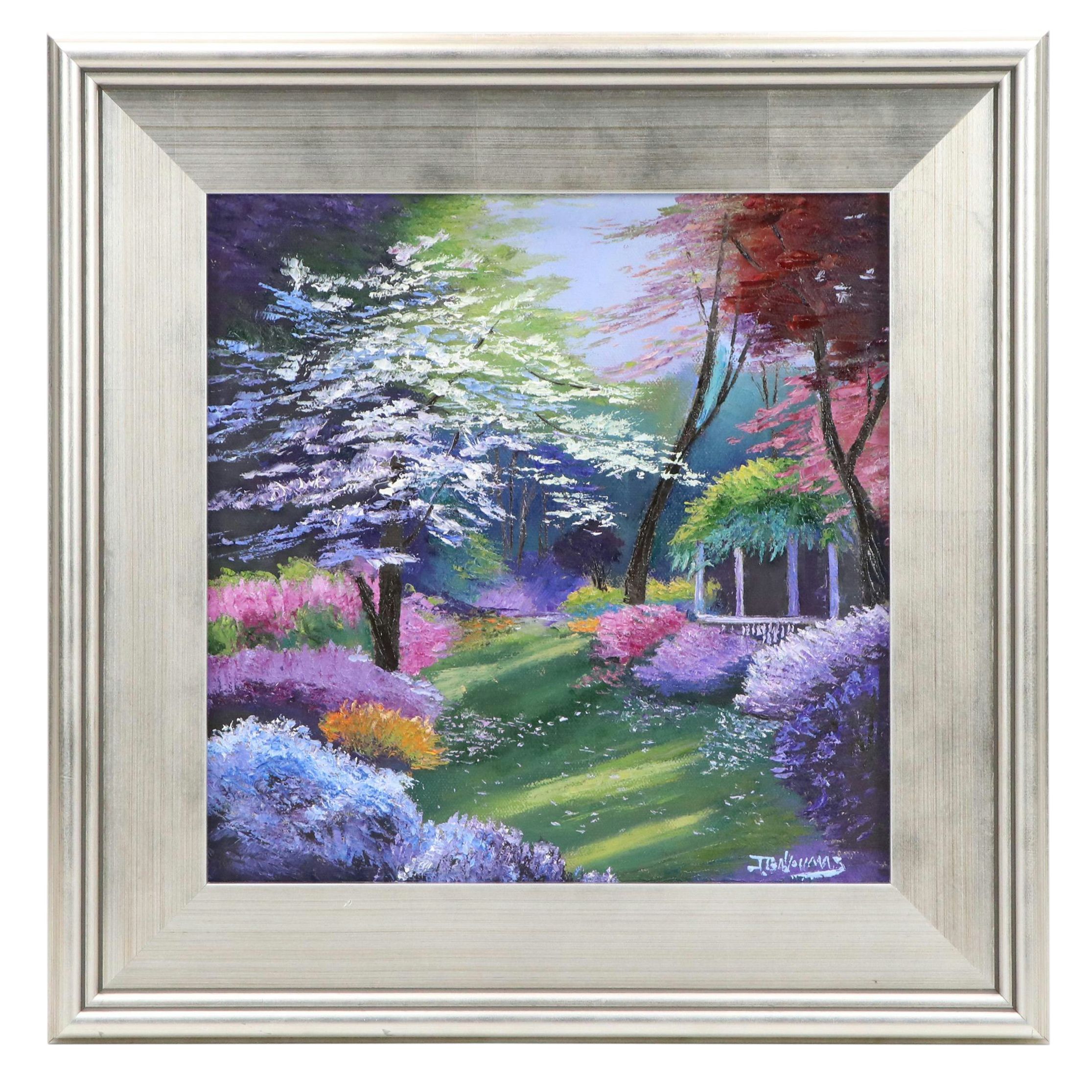 James Baldoumas Floral Landscape Oil Painting "Garden Path," 2025
