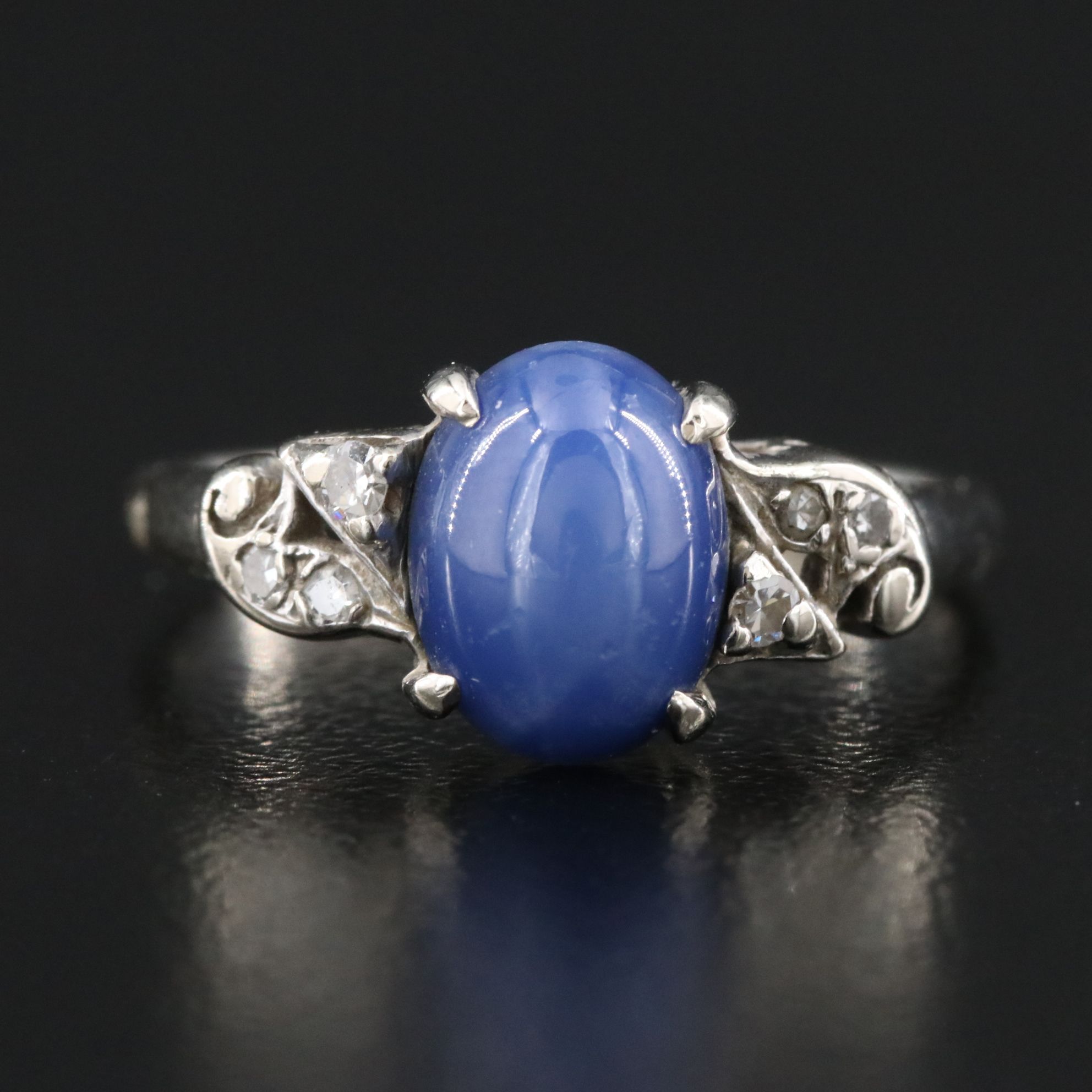 Vintage 14K Star Sapphire and Diamond Ring