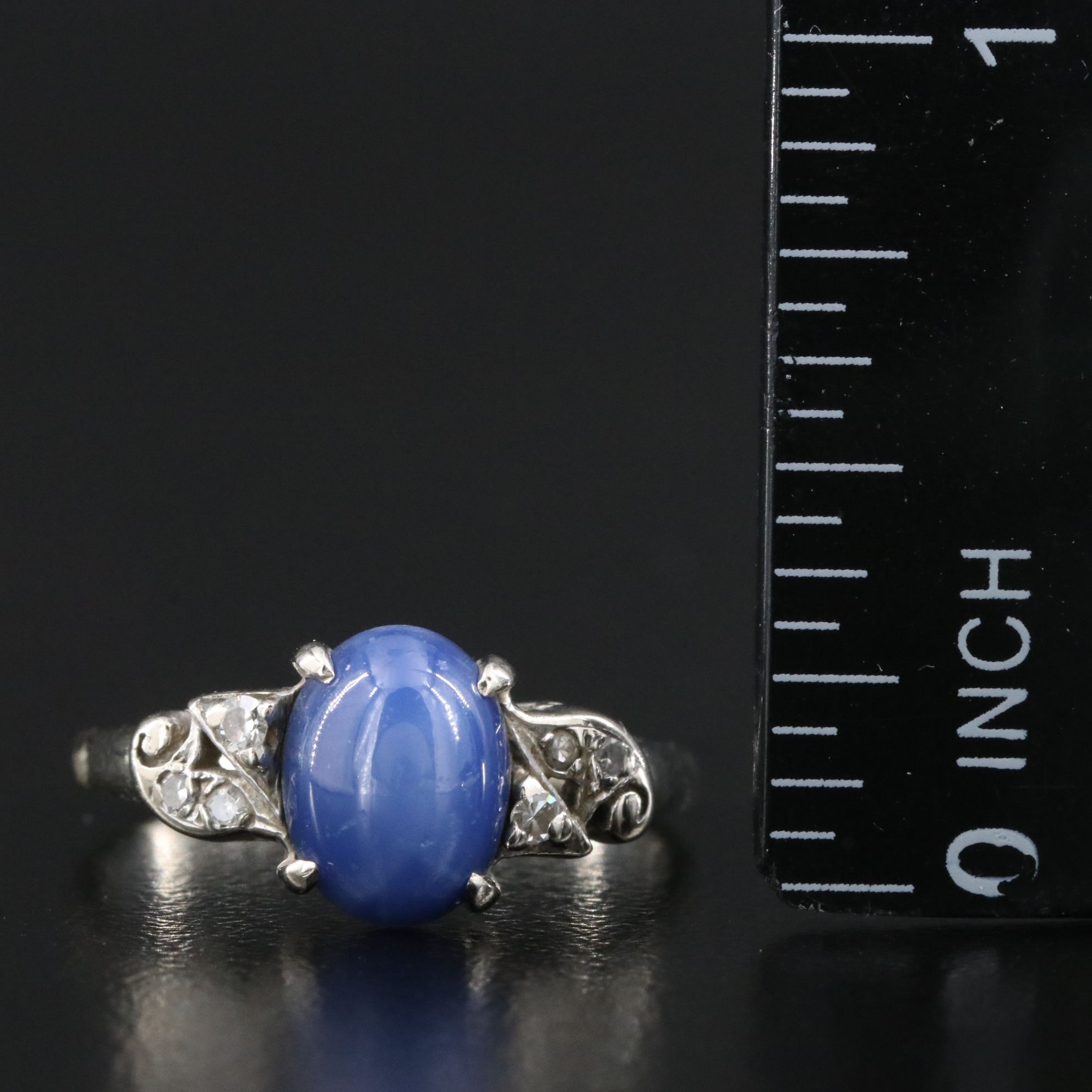 Vintage 14K Star Sapphire and Diamond Ring