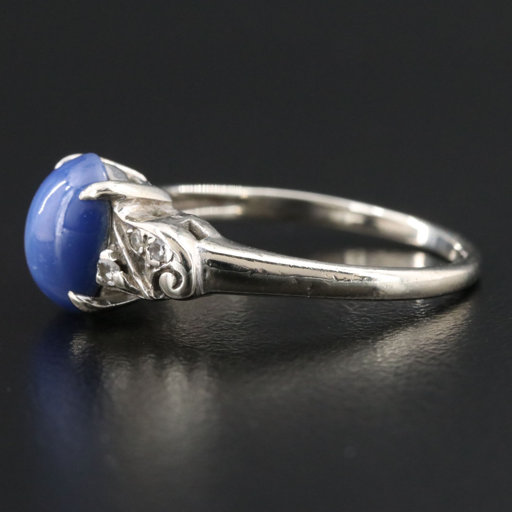 Vintage 14K Star Sapphire and Diamond Ring