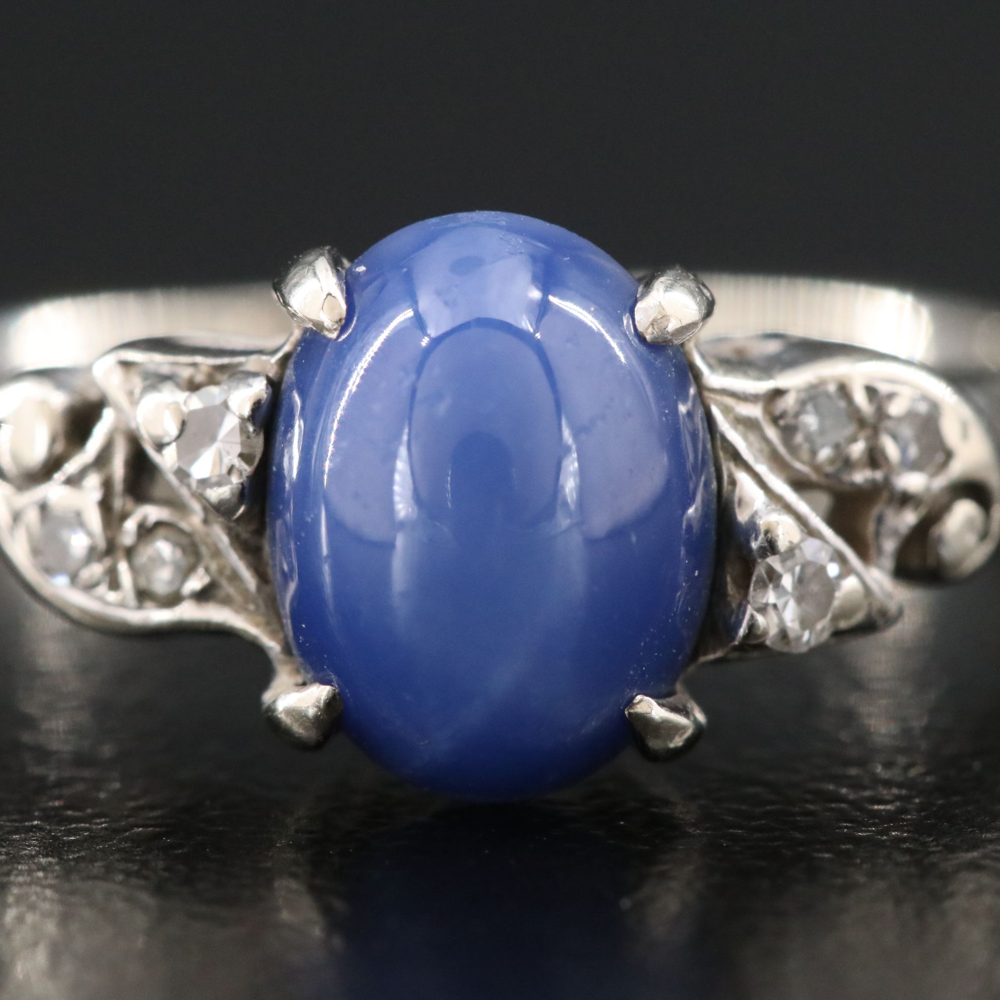 Vintage 14K Star Sapphire and Diamond Ring