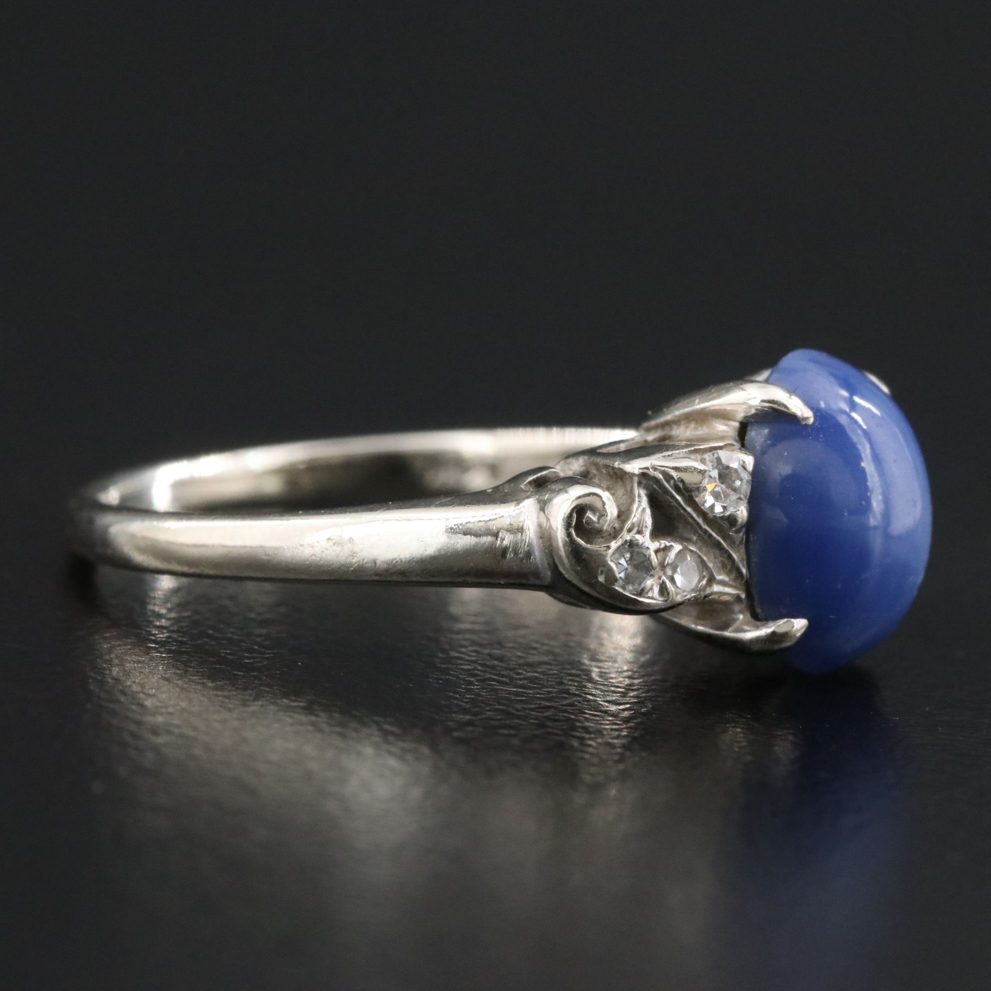 Vintage 14K Star Sapphire and Diamond Ring