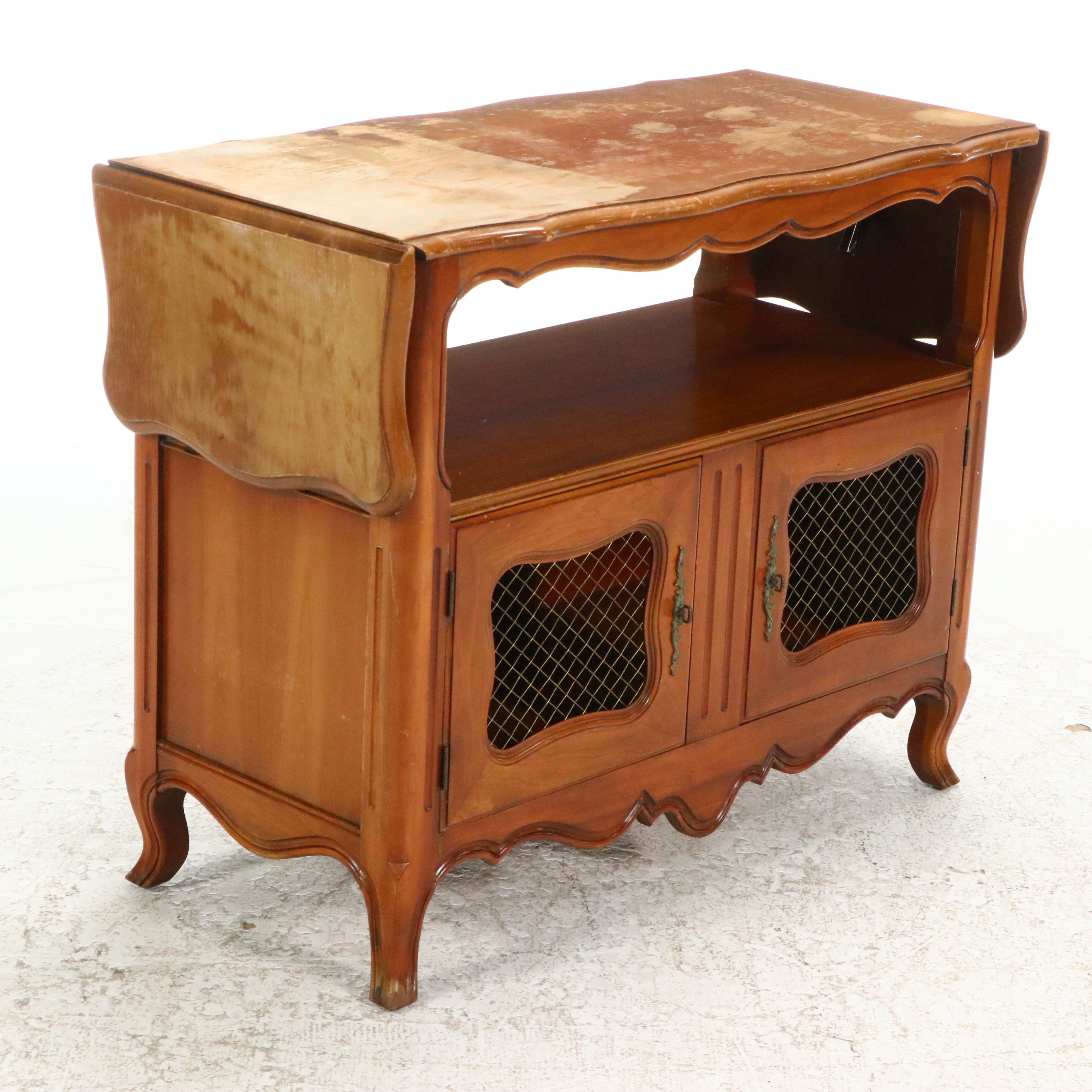 French Provincial Style Walnut Drop-Leaf Buffet, Mid-20th Century