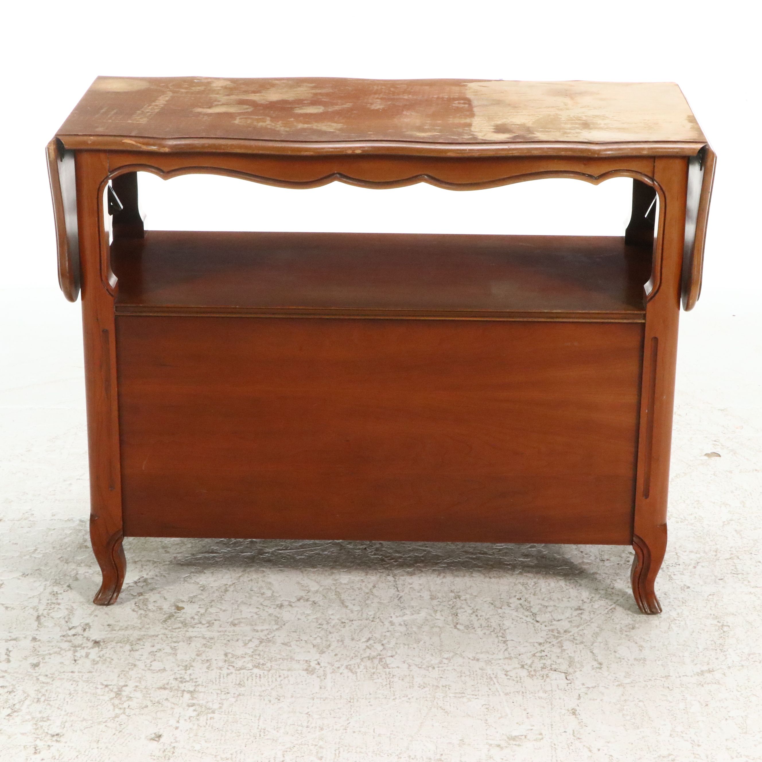 French Provincial Style Walnut Drop-Leaf Buffet, Mid-20th Century