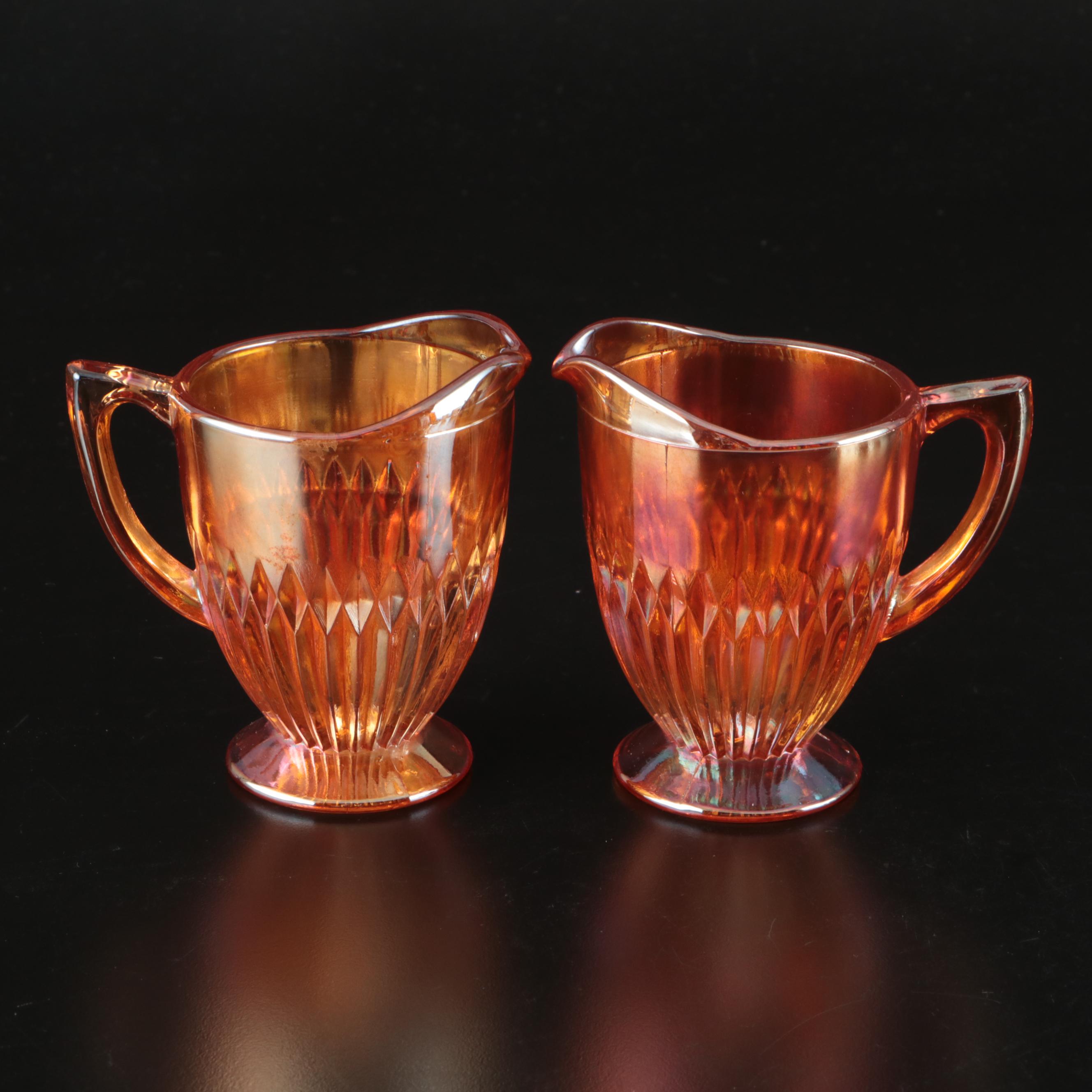 Art Deco Wall Pocket with Other Marigold Carnival Glass Tableware