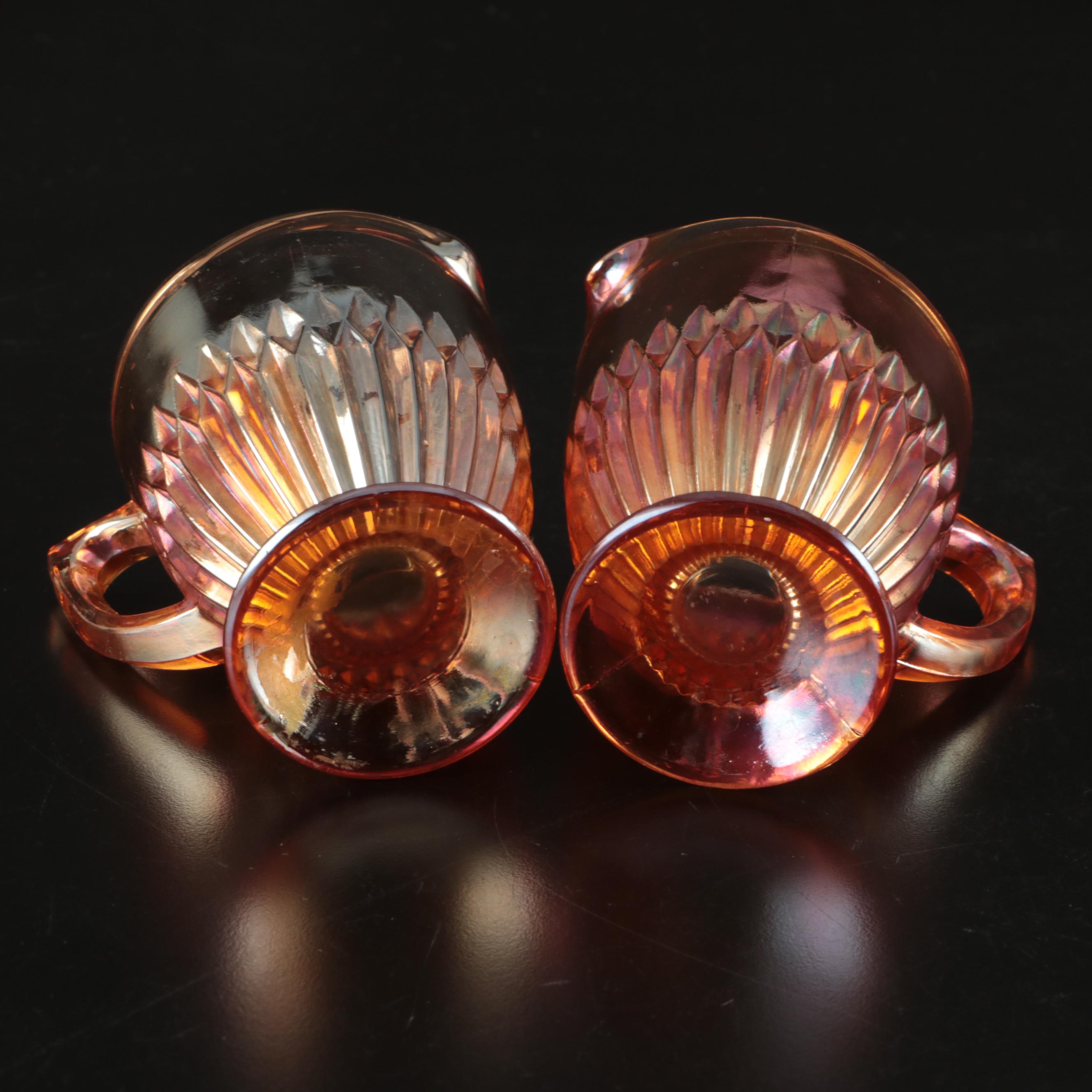 Art Deco Wall Pocket with Other Marigold Carnival Glass Tableware