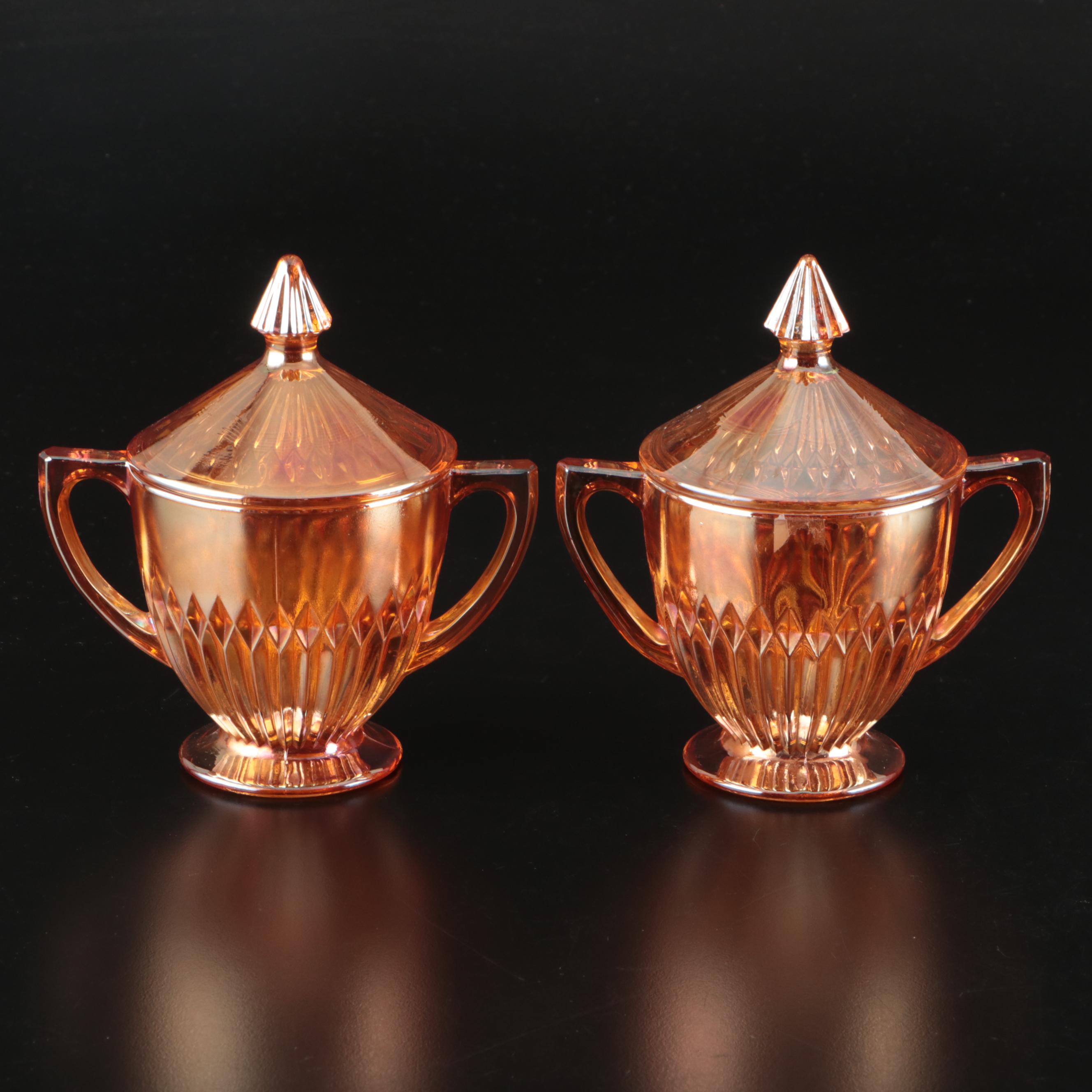 Art Deco Wall Pocket with Other Marigold Carnival Glass Tableware