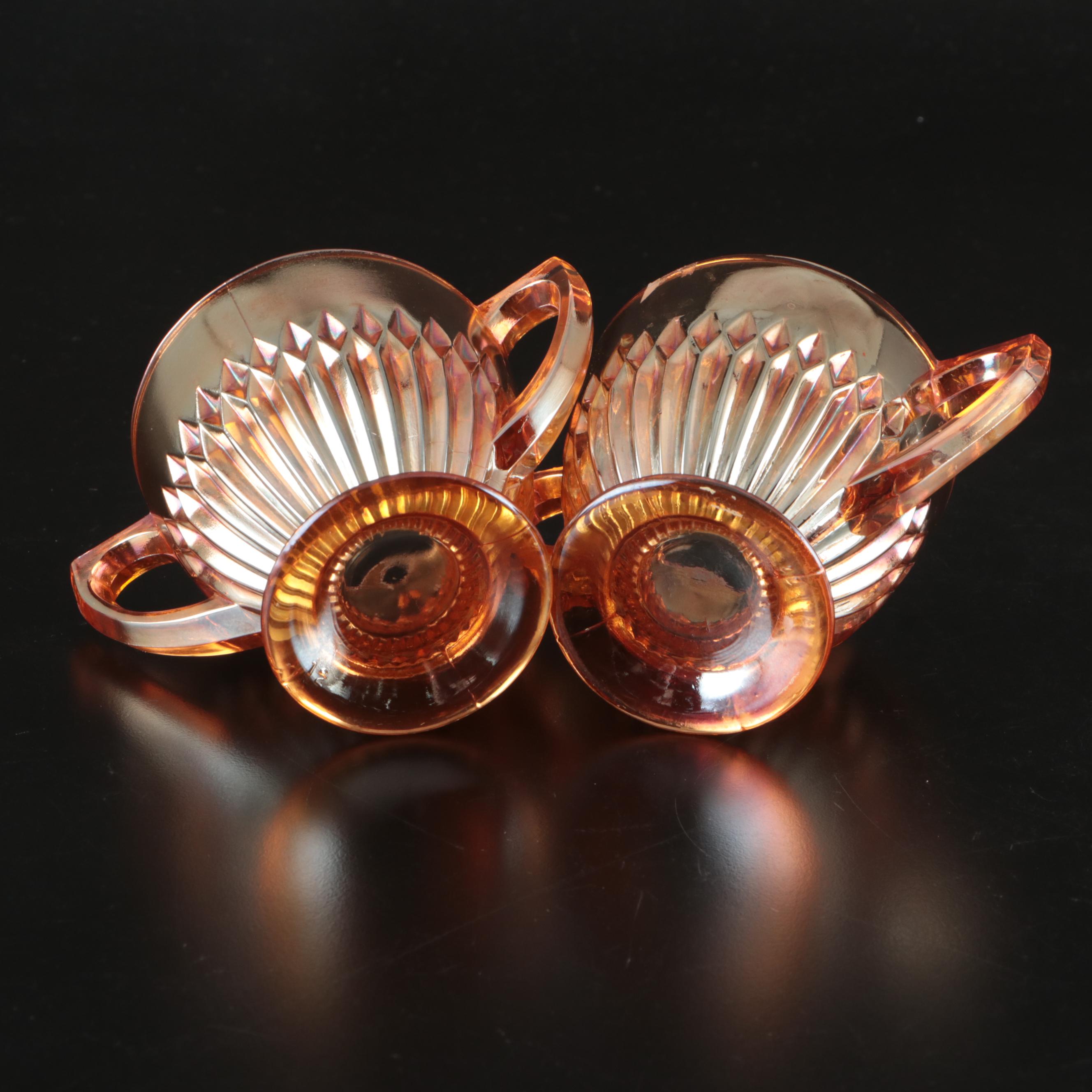 Art Deco Wall Pocket with Other Marigold Carnival Glass Tableware