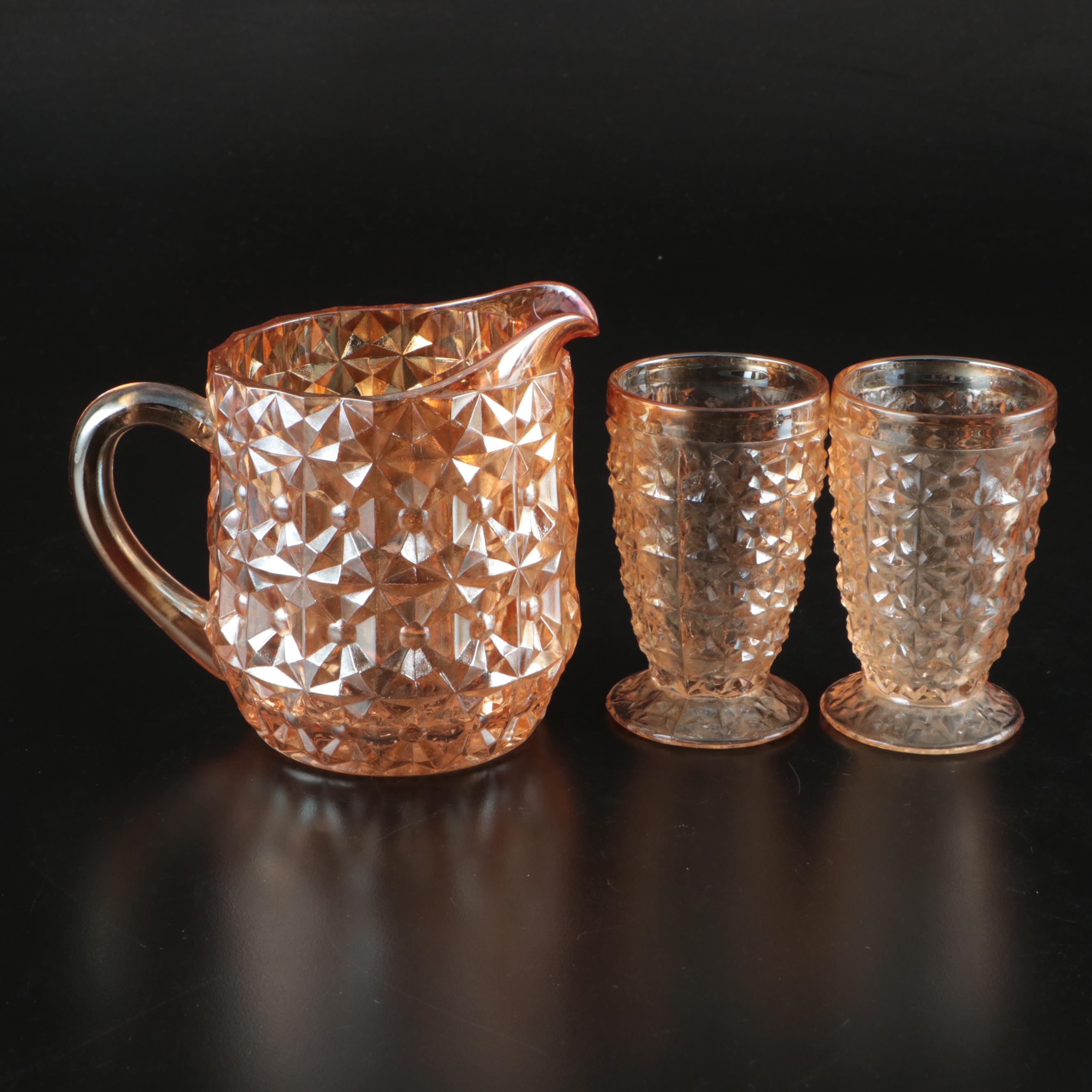 Art Deco Wall Pocket with Other Marigold Carnival Glass Tableware