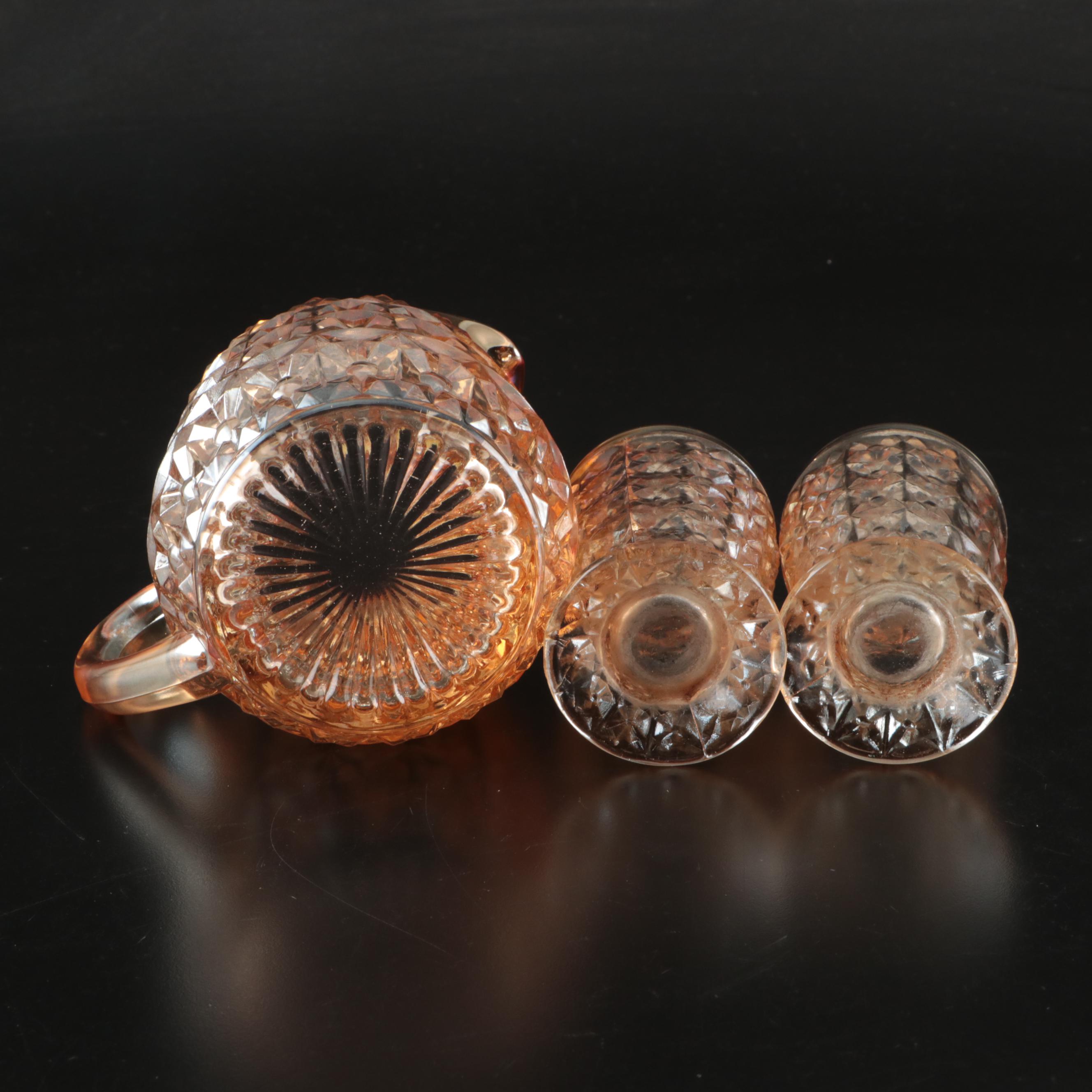 Art Deco Wall Pocket with Other Marigold Carnival Glass Tableware