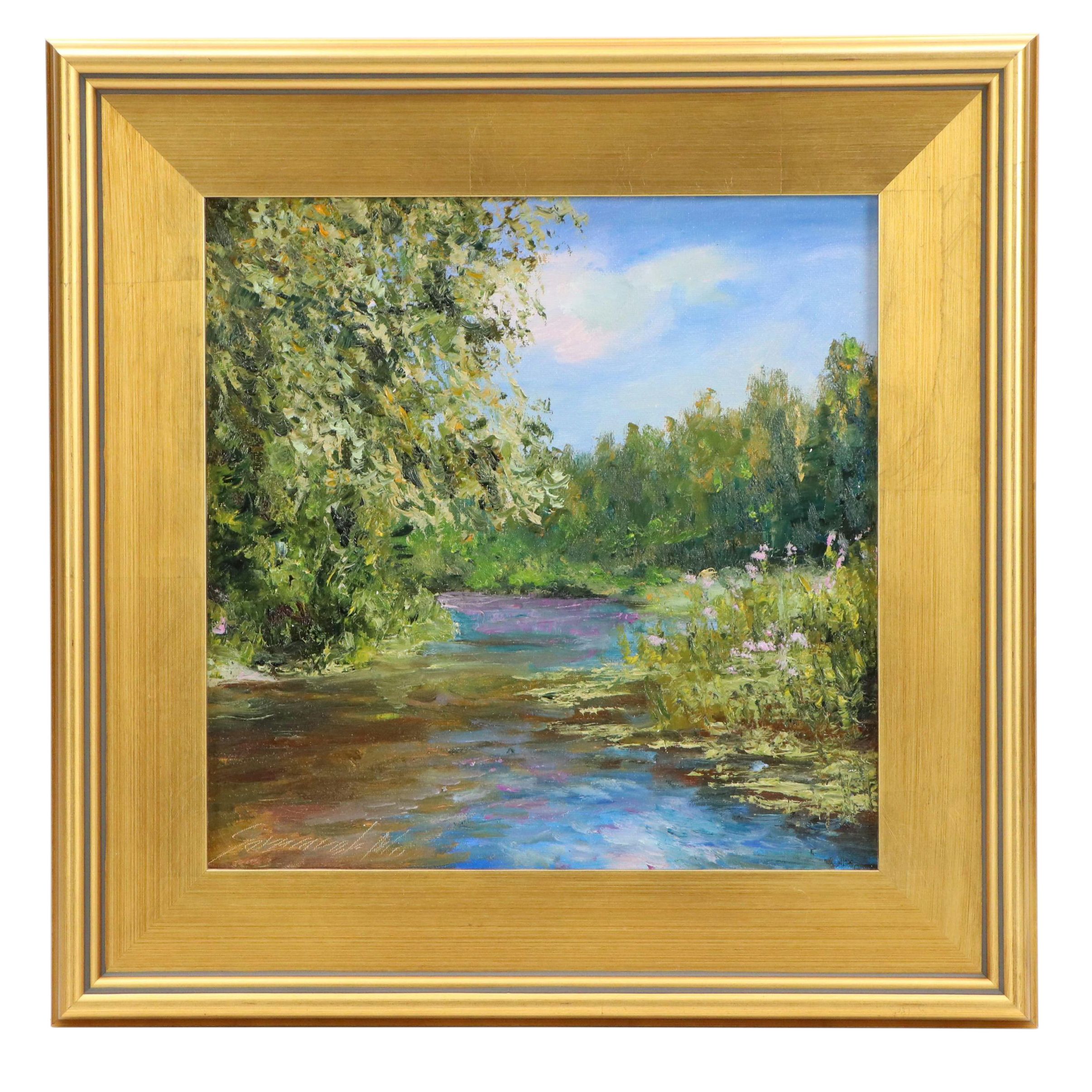 Garncarek Aleksander Pond Landscape Oil Painting, 2025