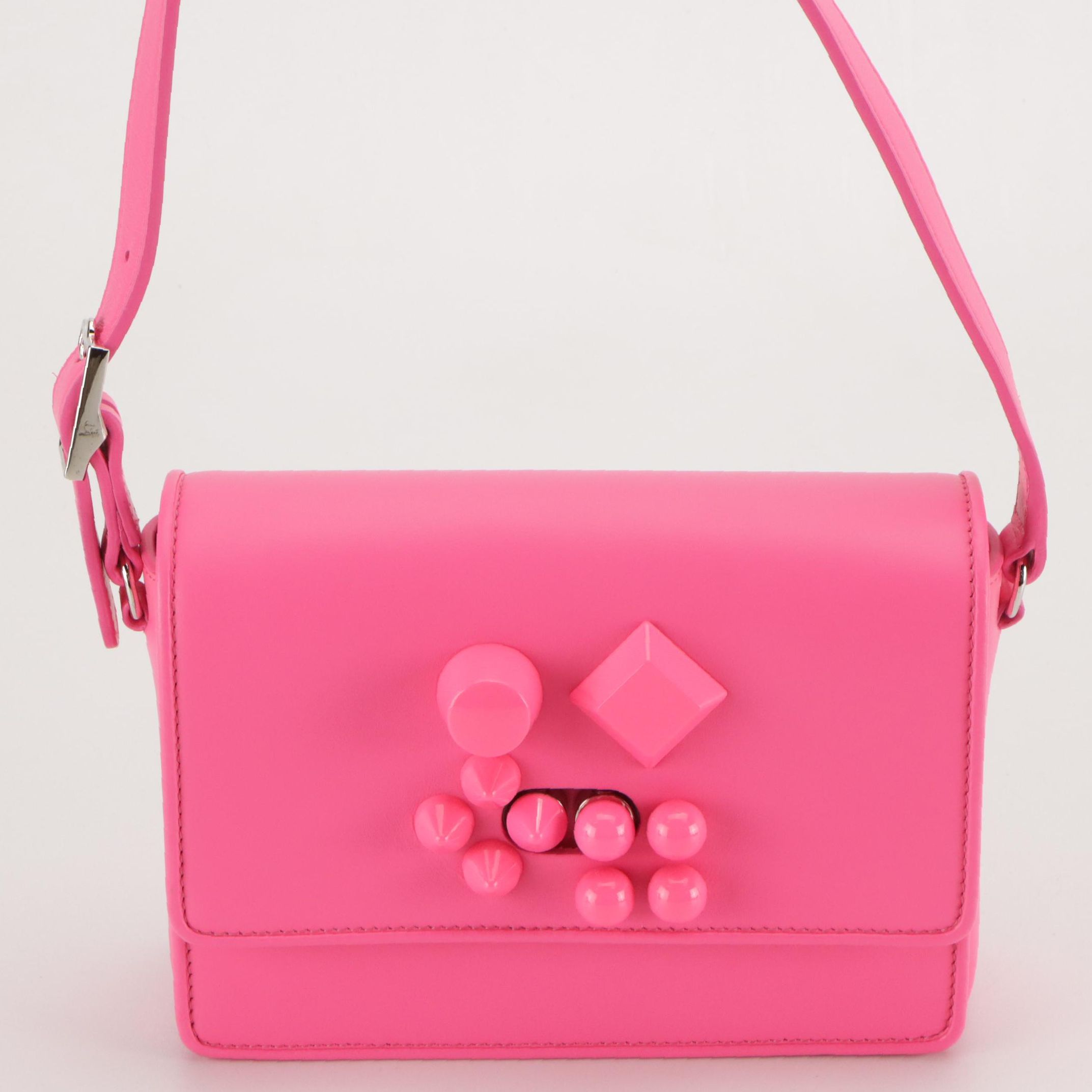 Christian Louboutin Carasky Shoulder Bag in Poupidou Pink Calfskin Leather