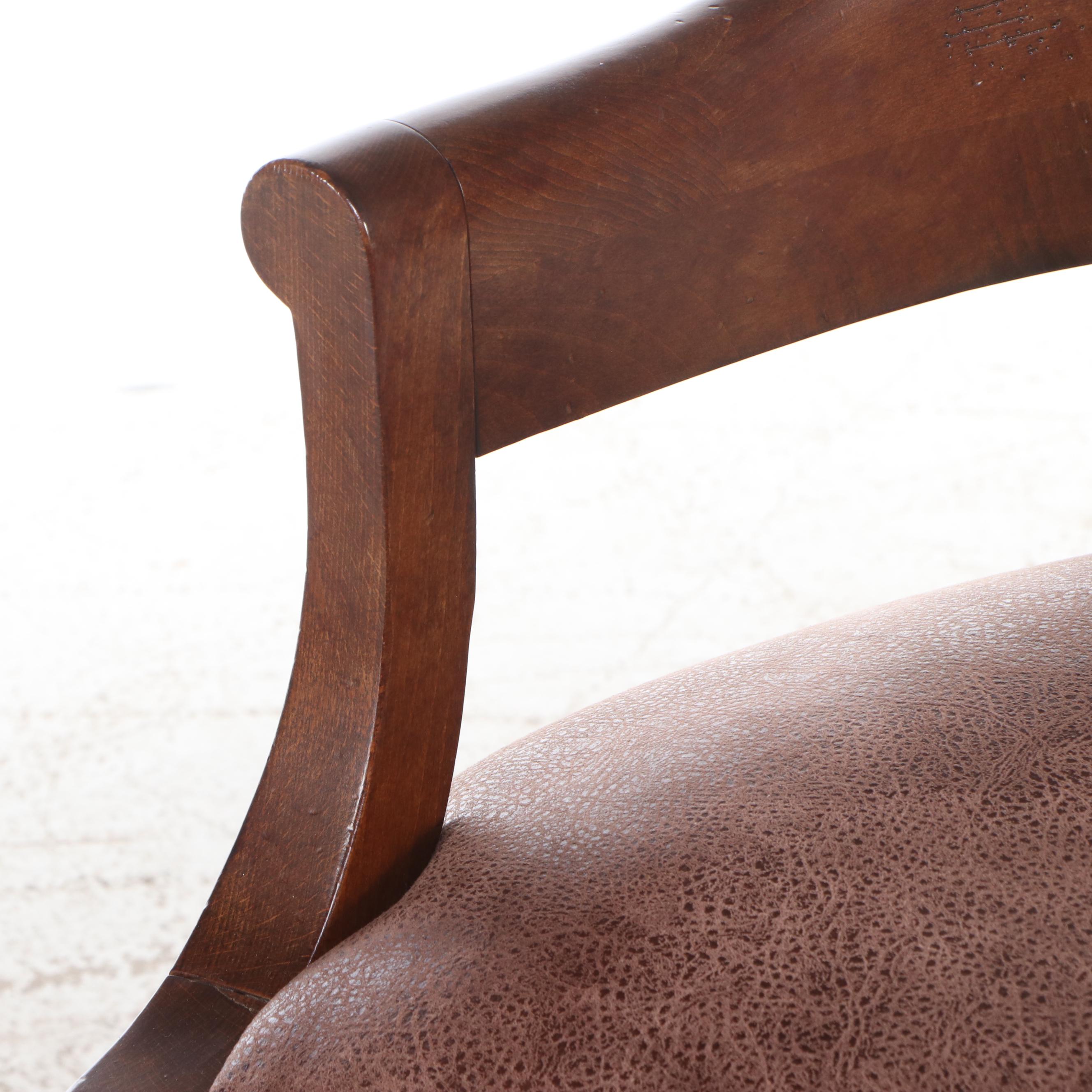 Contemporary Mahogany Finish Mixed Fabric Upholstered Occasional Chair