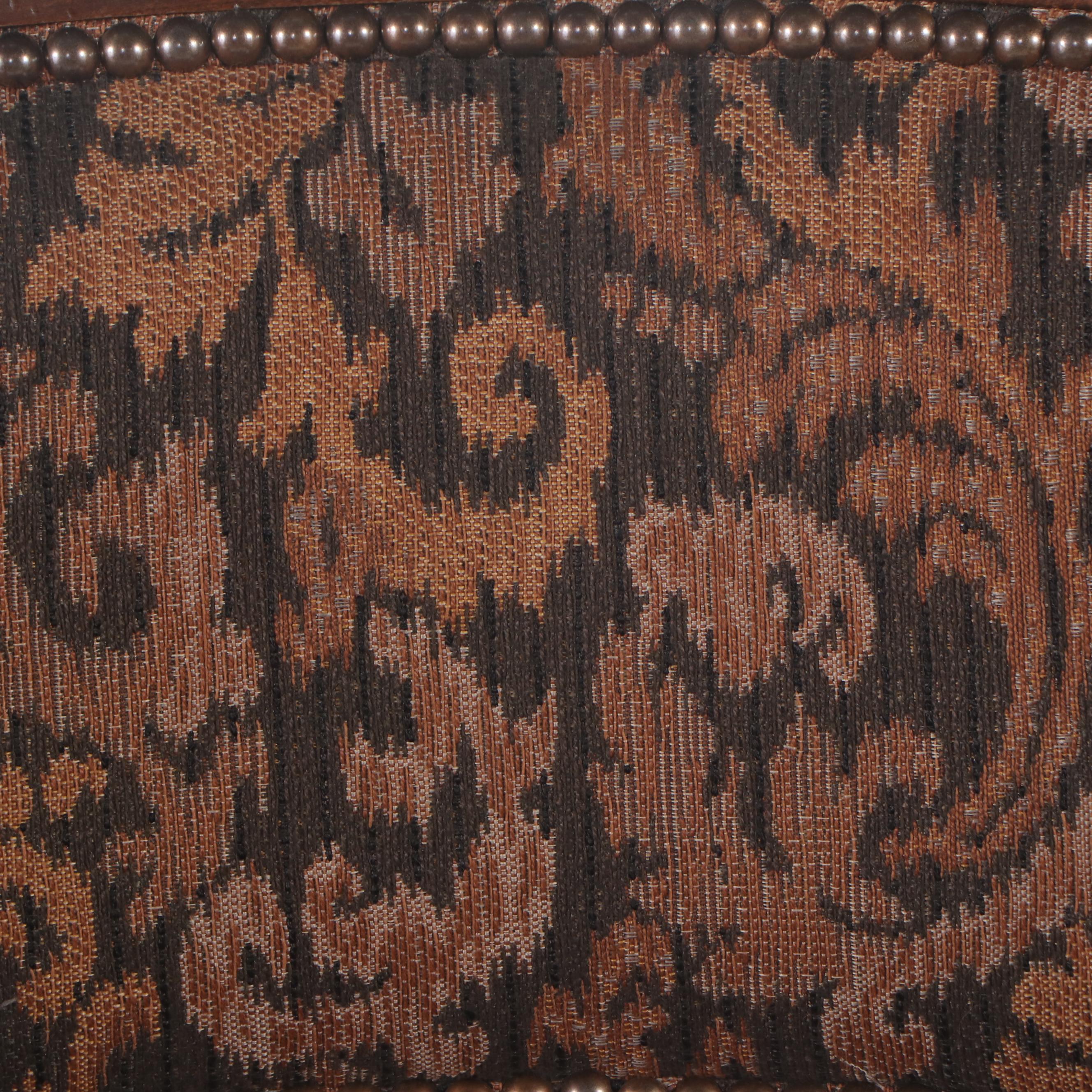 Contemporary Mahogany Finish Mixed Fabric Upholstered Occasional Chair