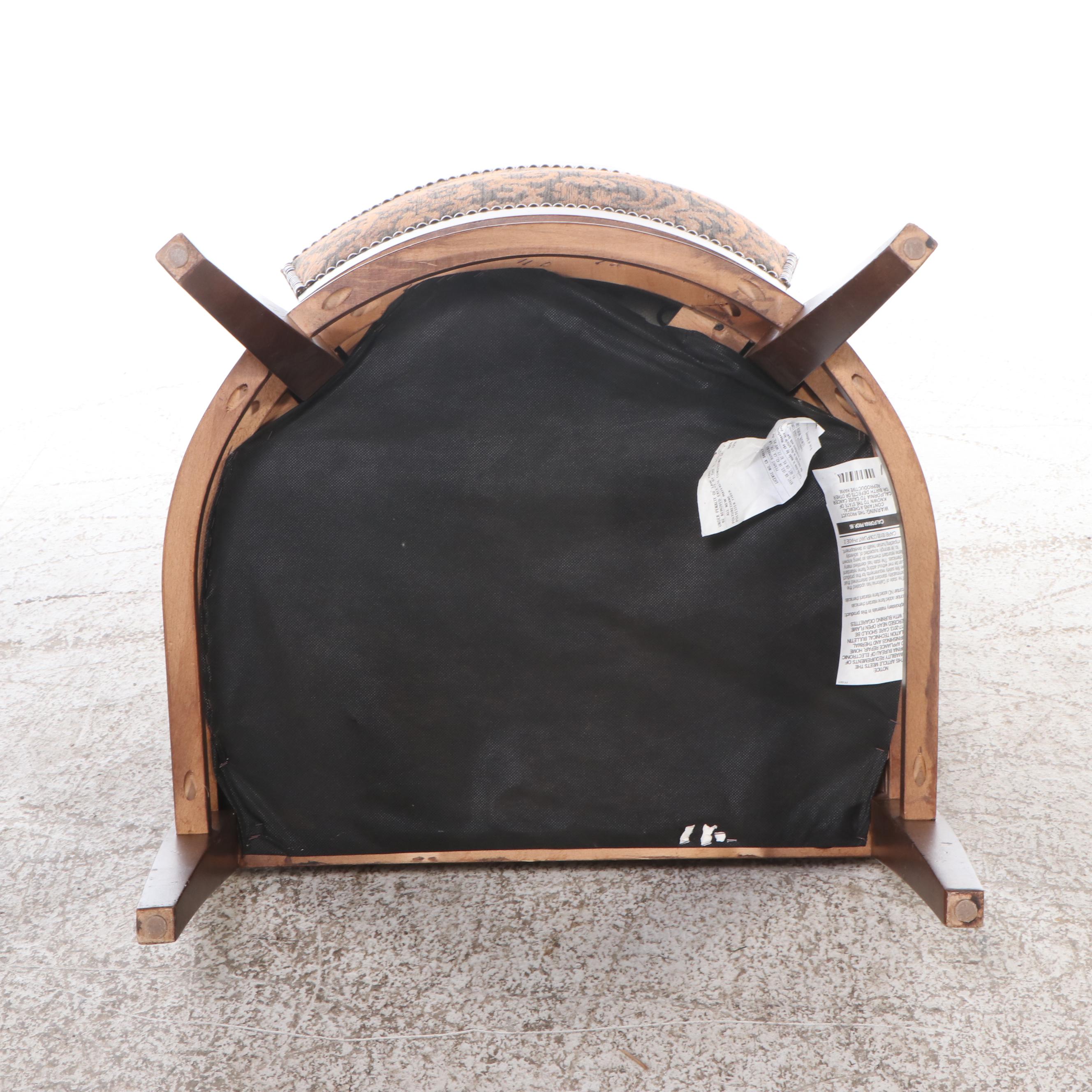 Contemporary Mahogany Finish Mixed Fabric Upholstered Occasional Chair