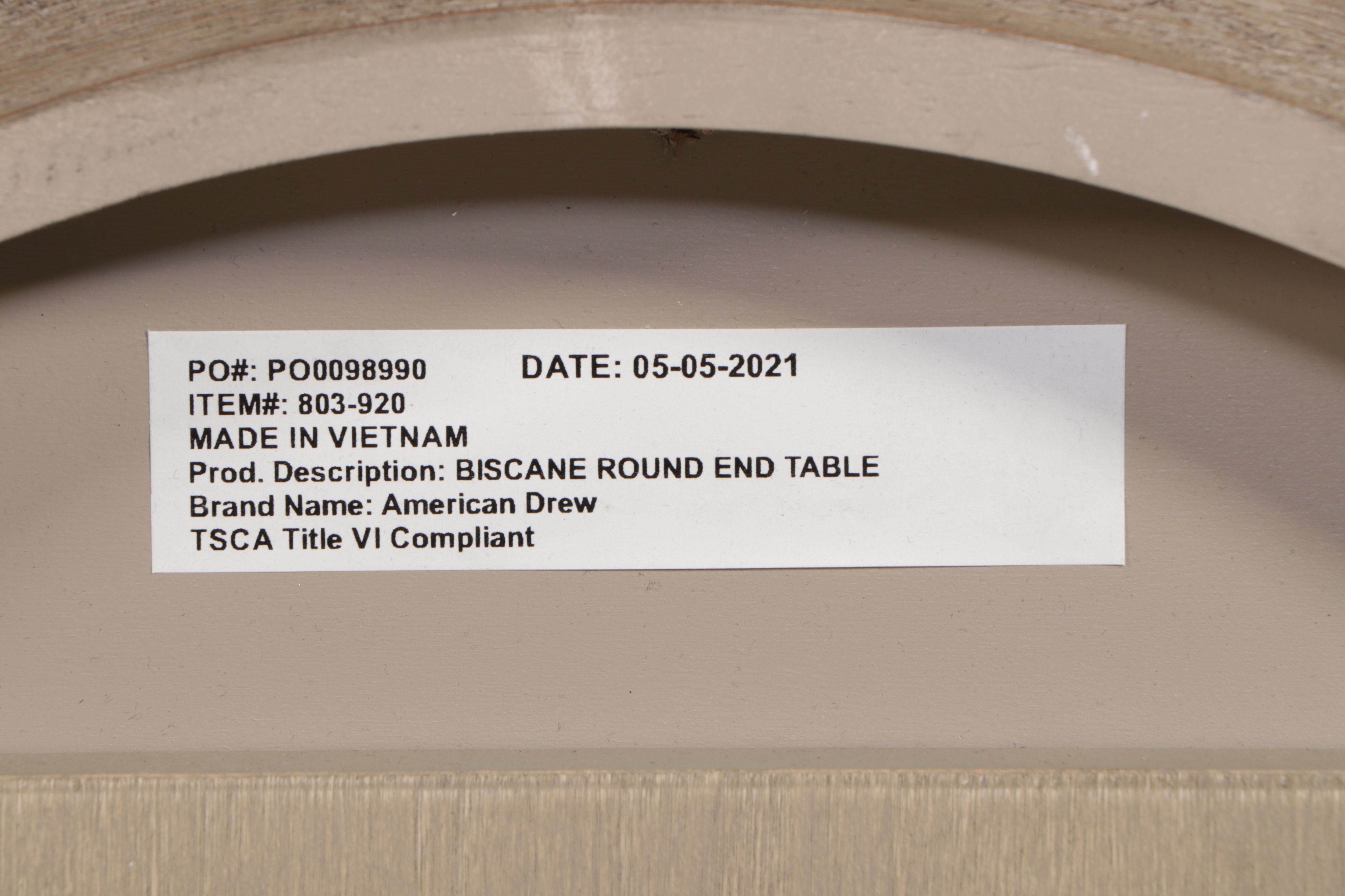 American Drew "Biscane" Round End Table, 2021