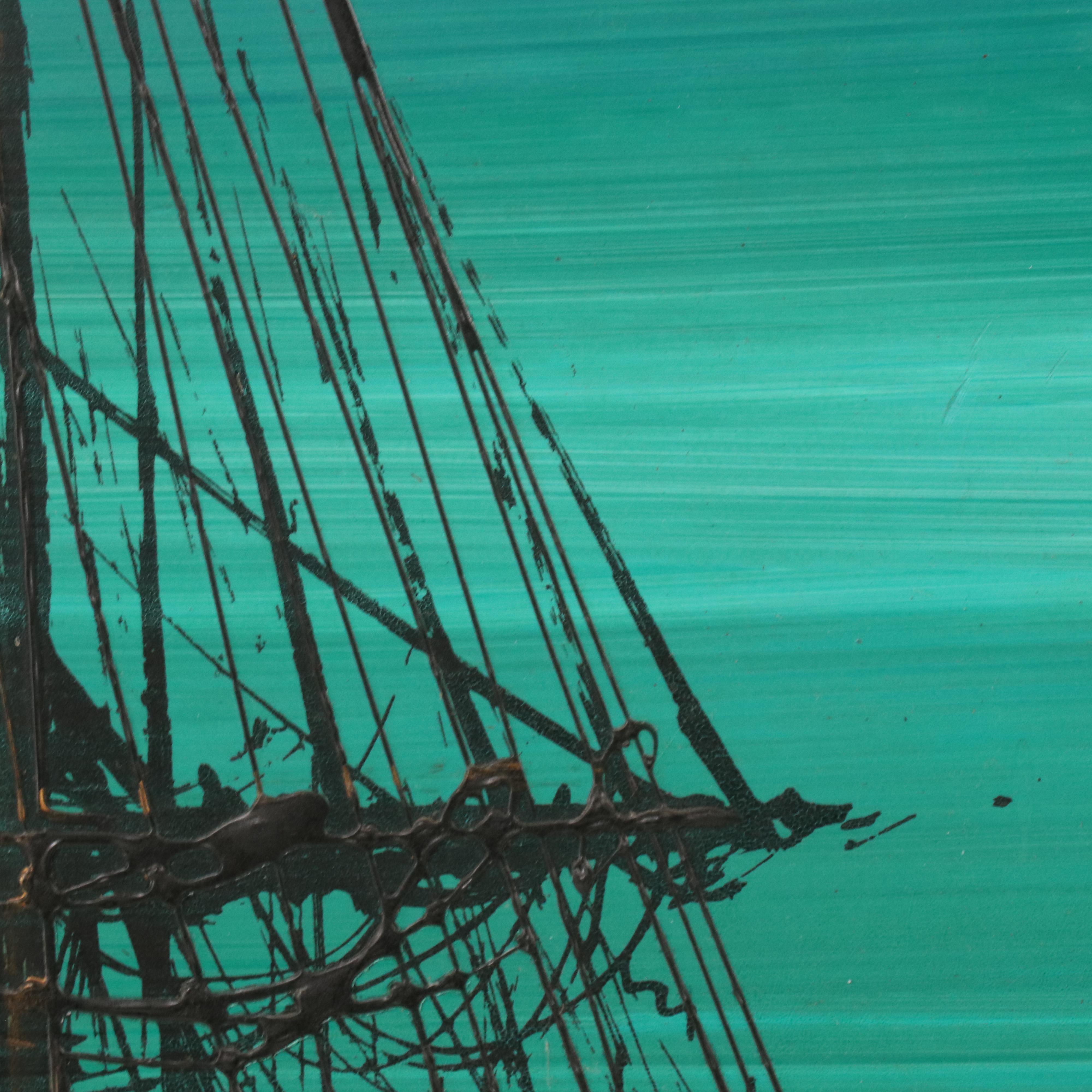 Nocturne Maritime Acrylic Painting, Late 20th Century