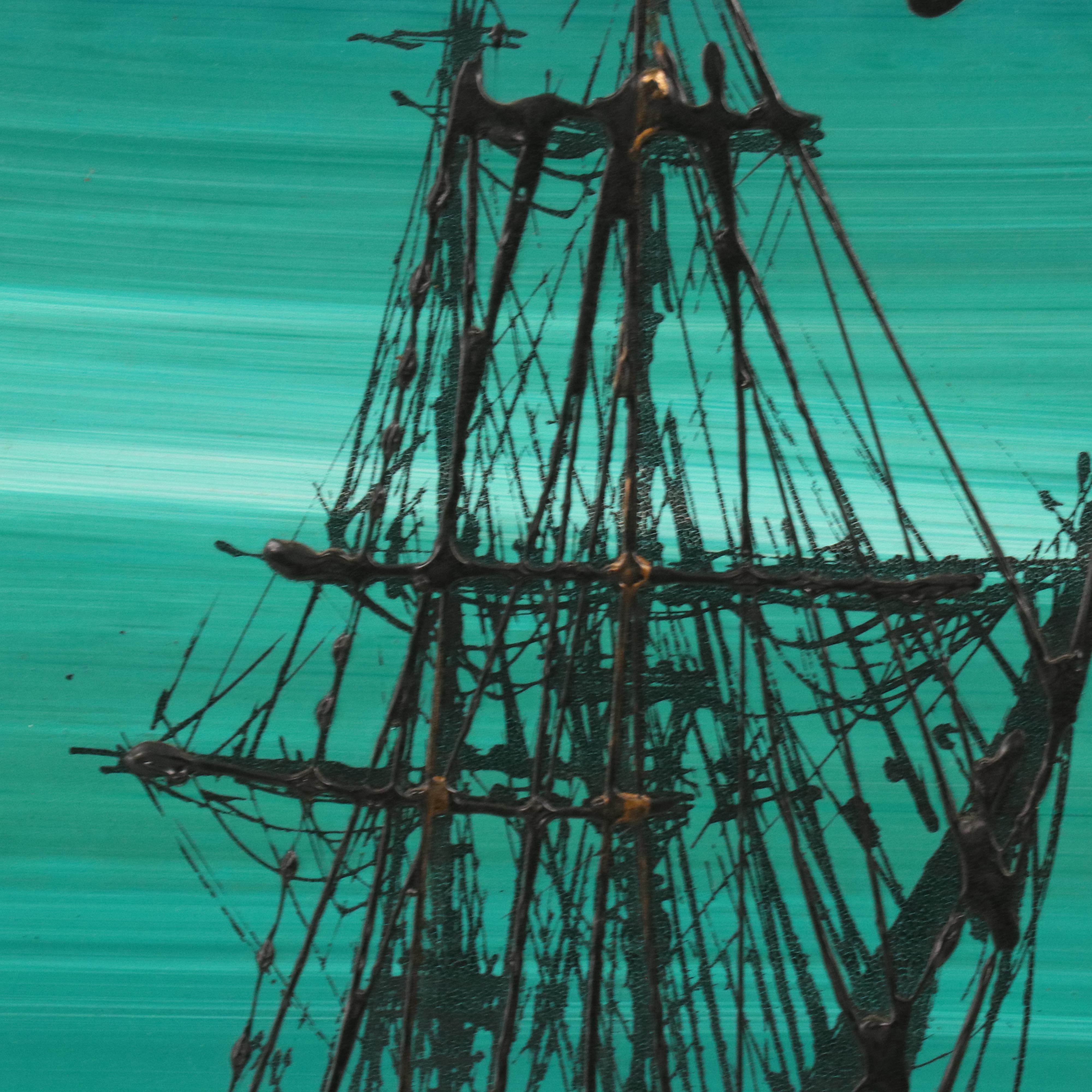 Nocturne Maritime Acrylic Painting, Late 20th Century