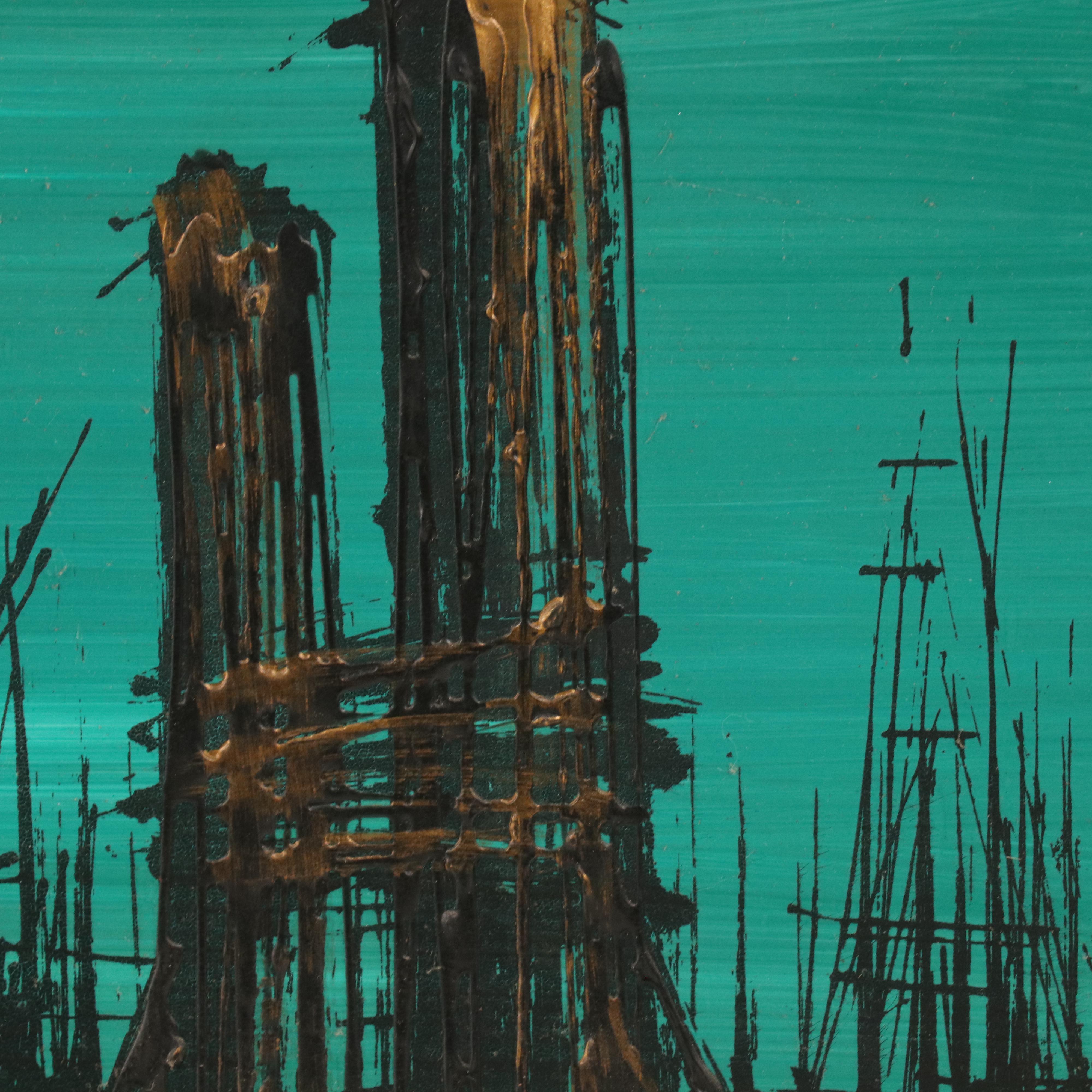 Nocturne Maritime Acrylic Painting, Late 20th Century