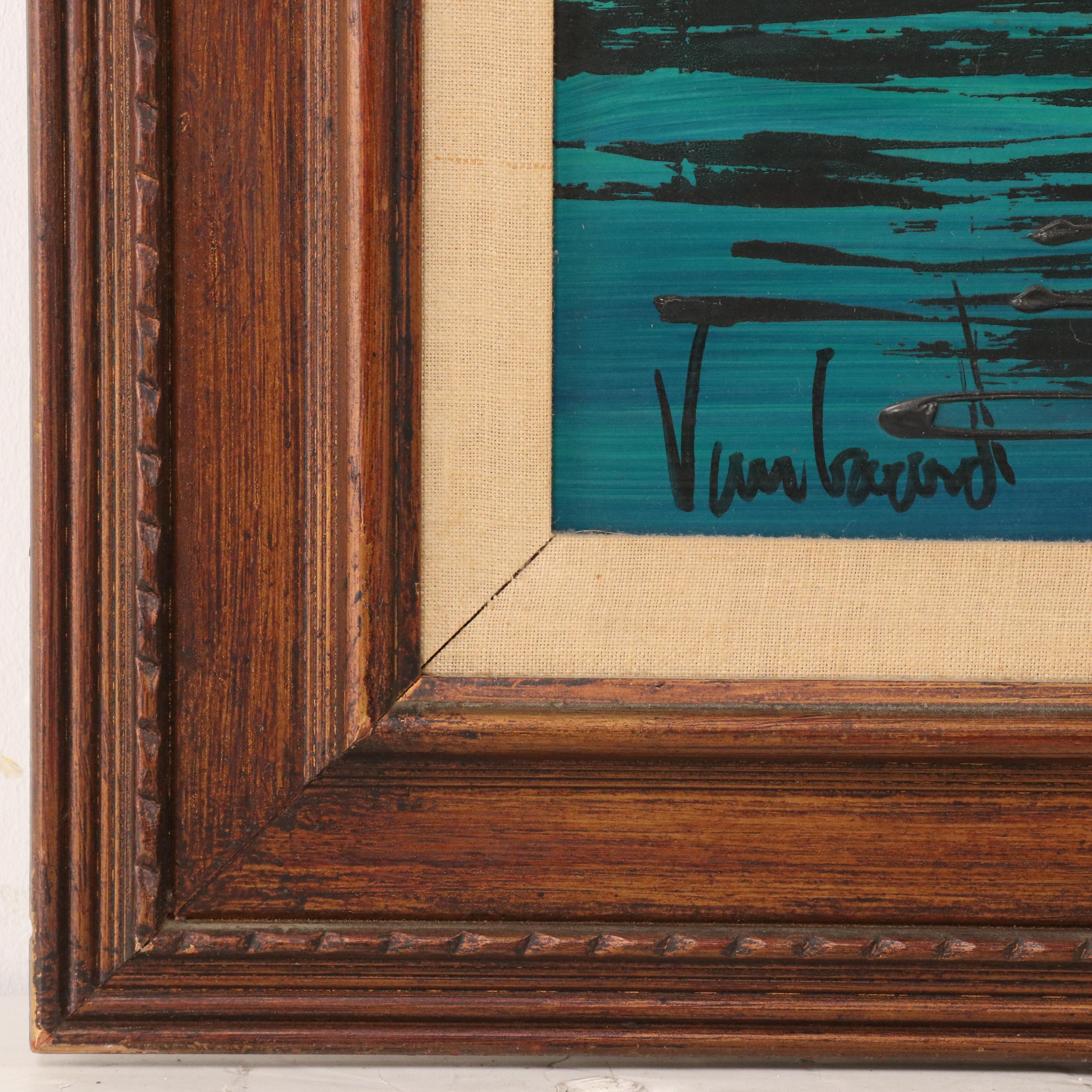 Nocturne Maritime Acrylic Painting, Late 20th Century