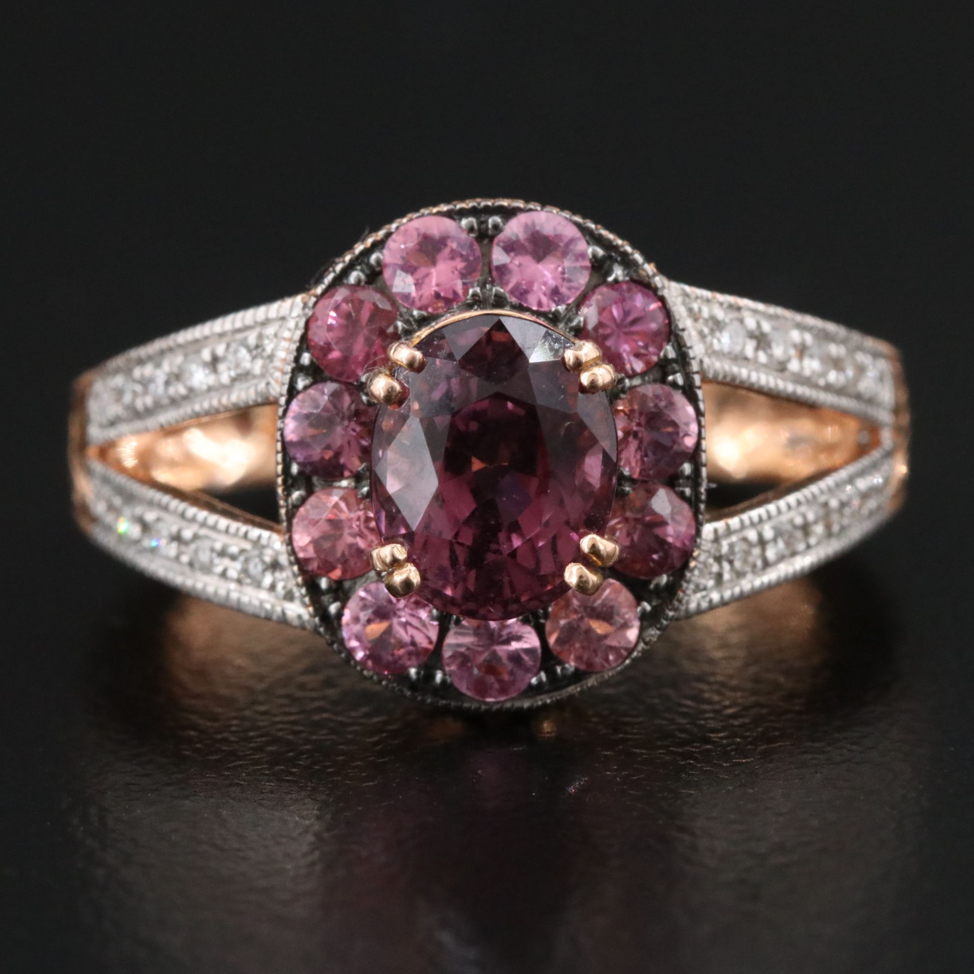 18K Rose Gold Spinel and Diamond Ring
