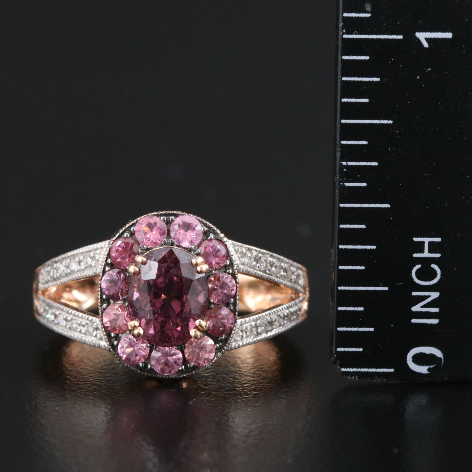 18K Rose Gold Spinel and Diamond Ring