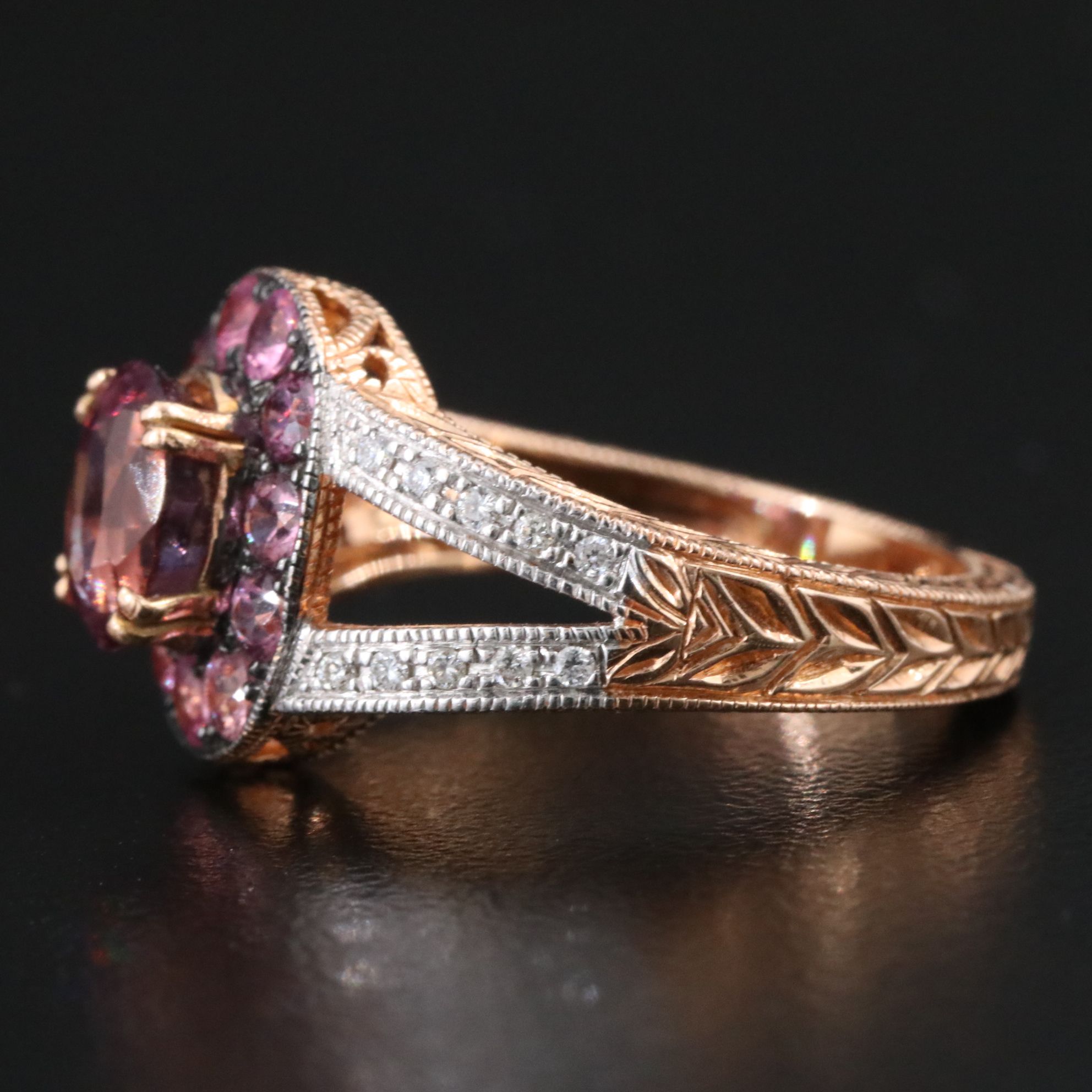 18K Rose Gold Spinel and Diamond Ring