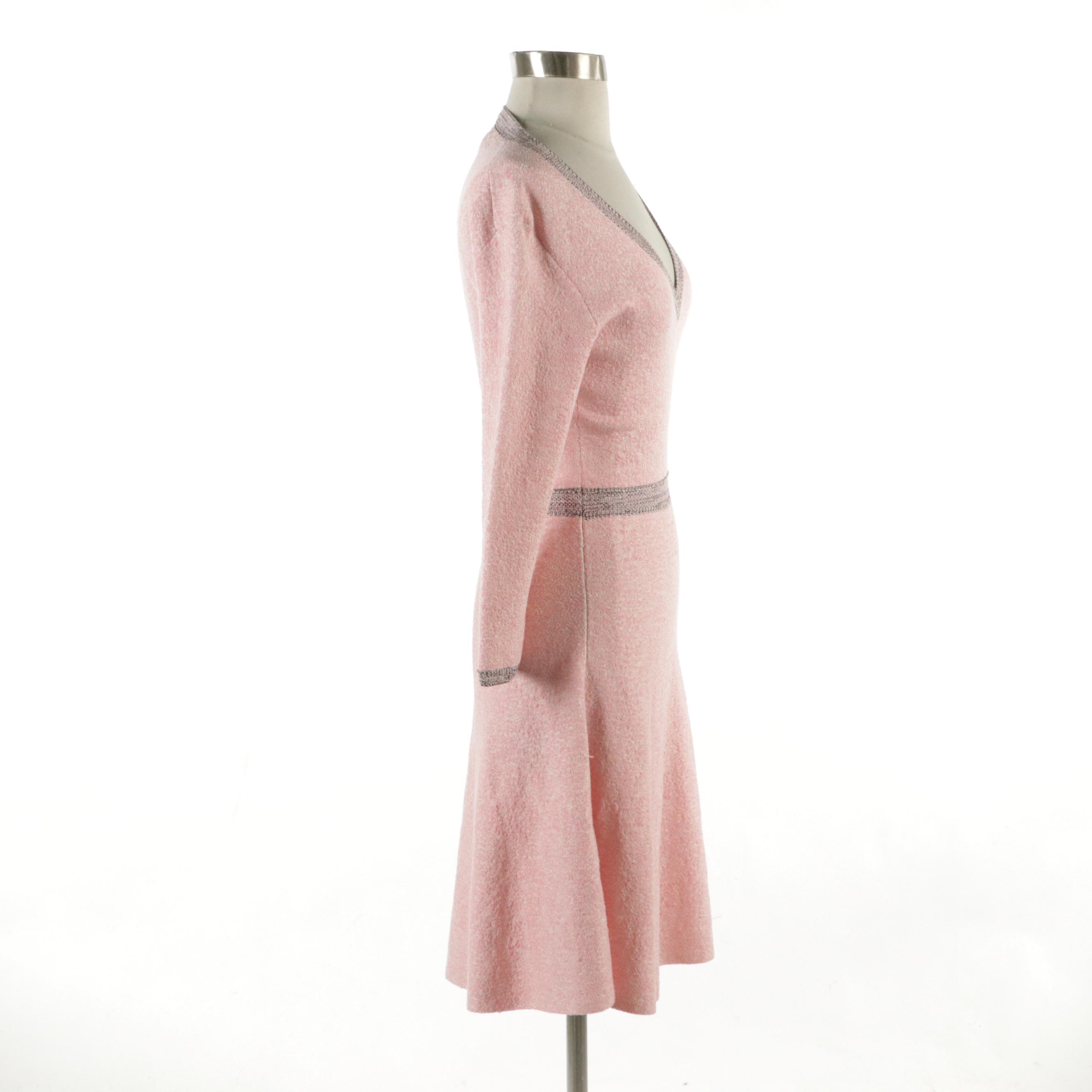 Christian Dior V-Neck Sheath Dress in Stretchy Silk, Cotton, and Spandex Blend