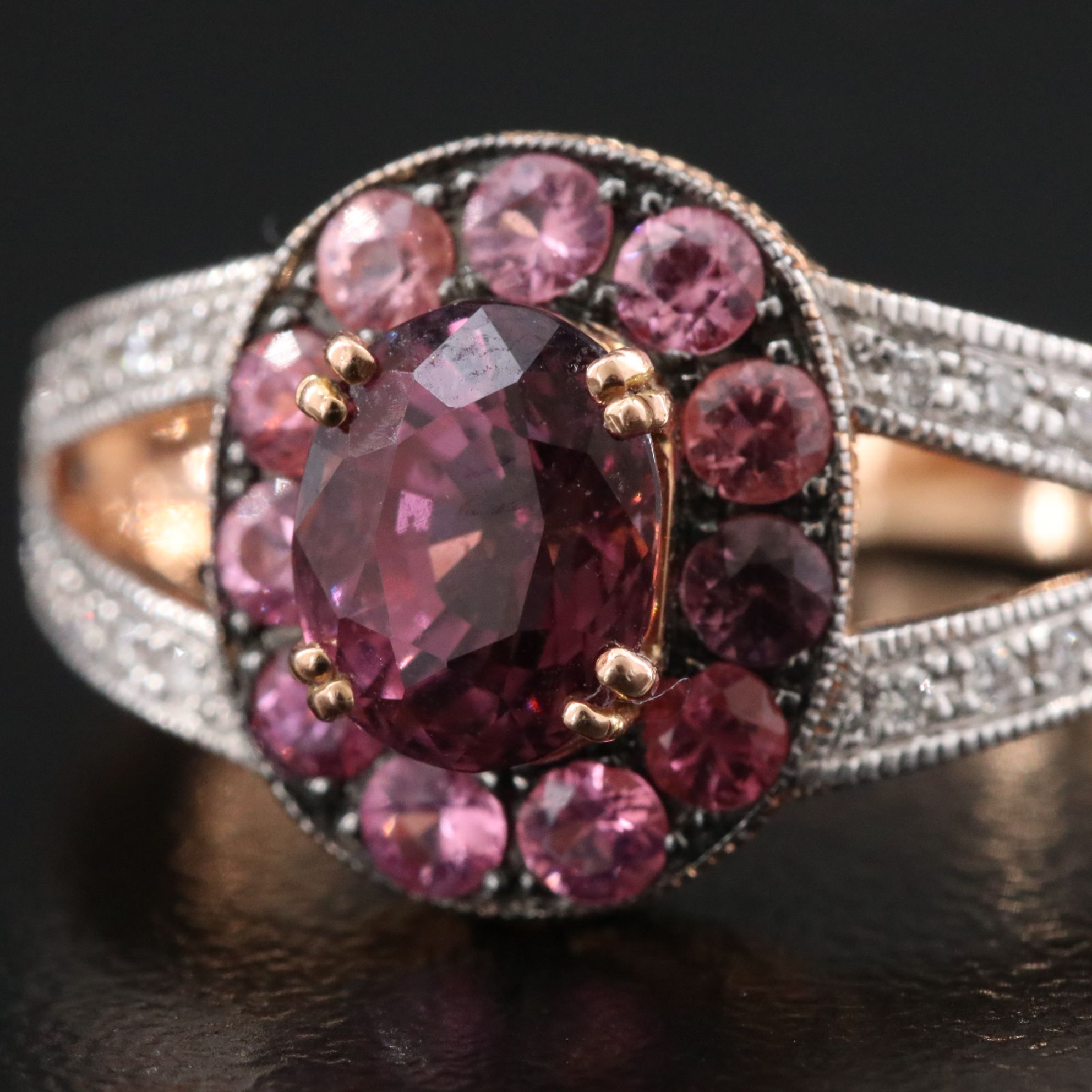 18K Rose Gold Spinel and Diamond Ring
