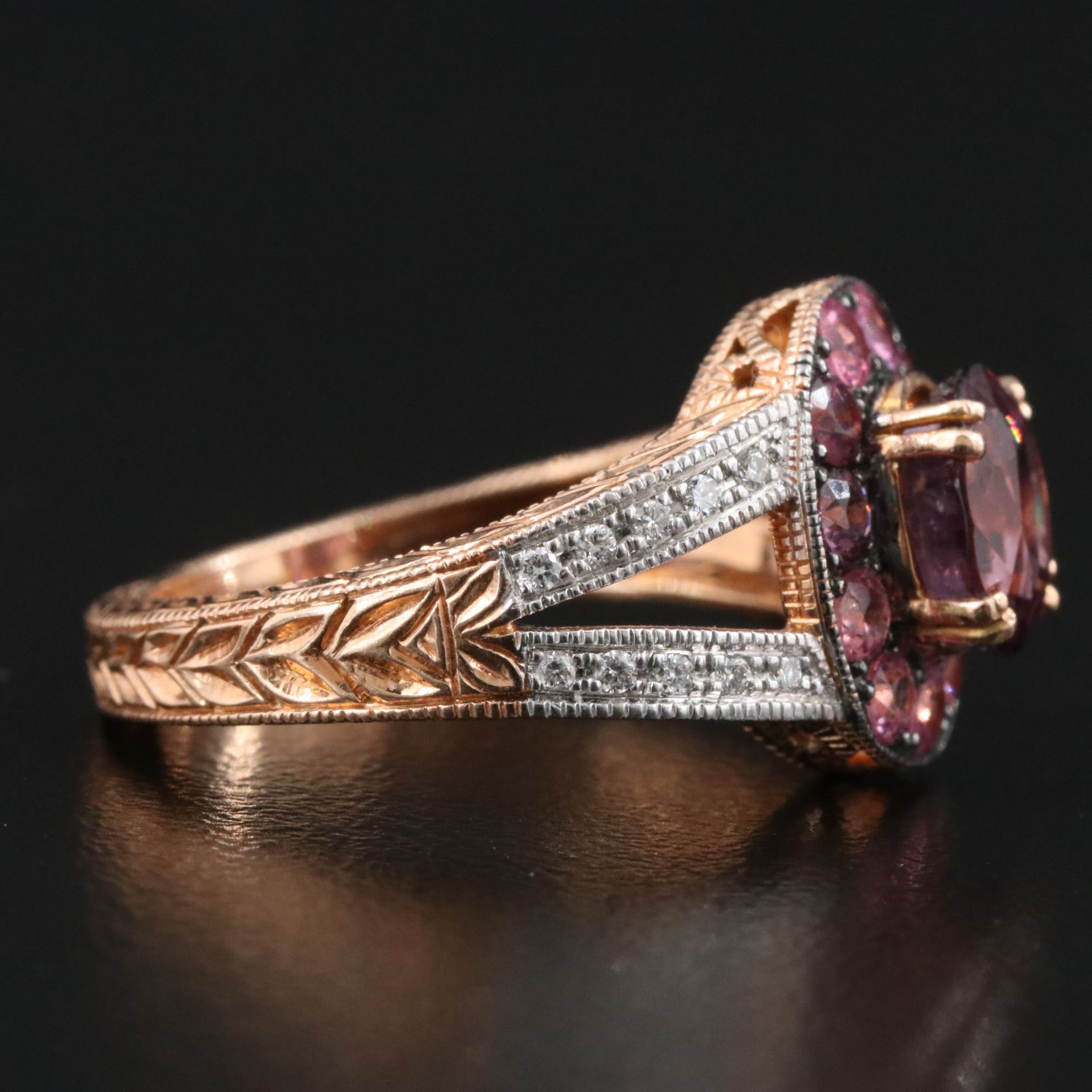 18K Rose Gold Spinel and Diamond Ring