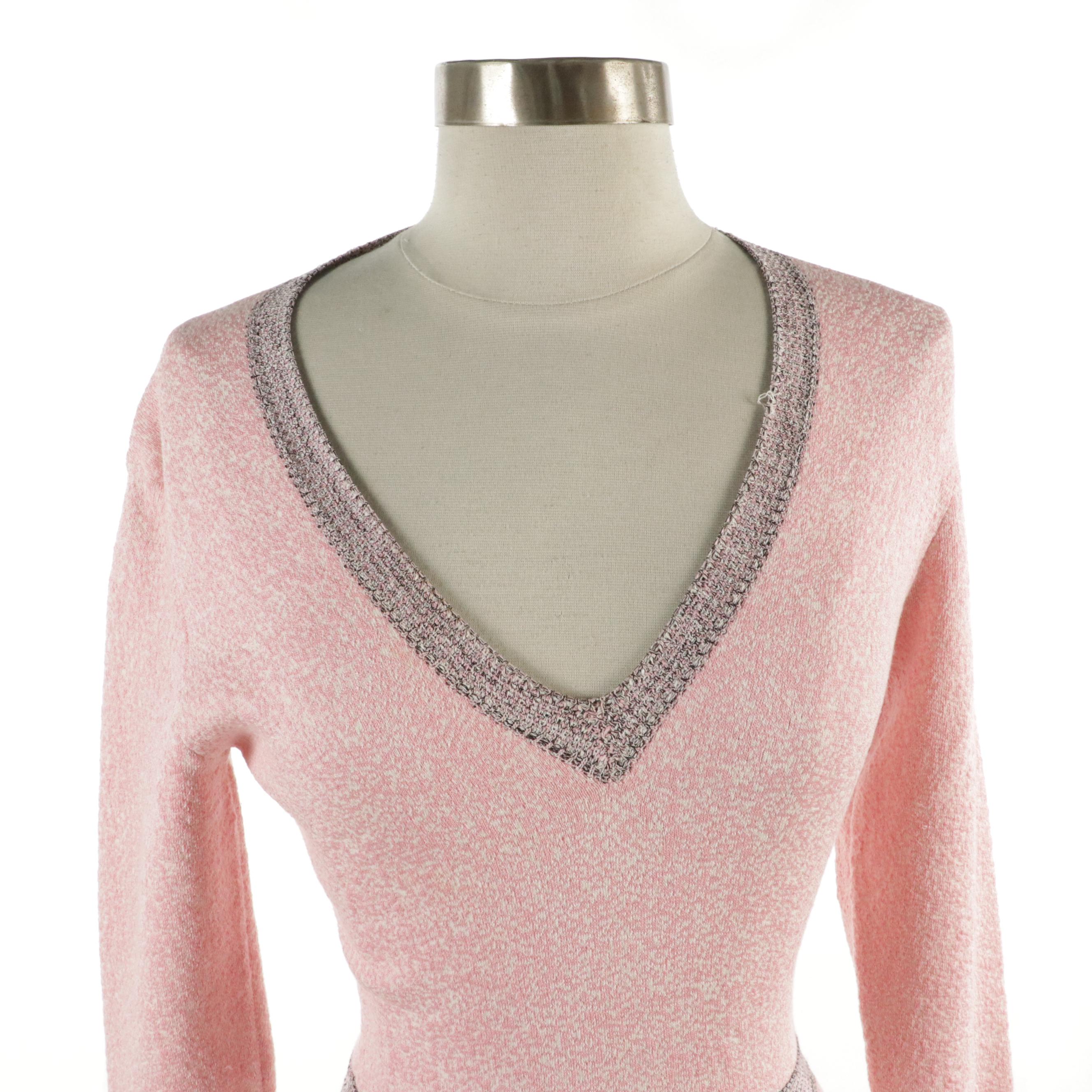 Christian Dior V-Neck Sheath Dress in Stretchy Silk, Cotton, and Spandex Blend