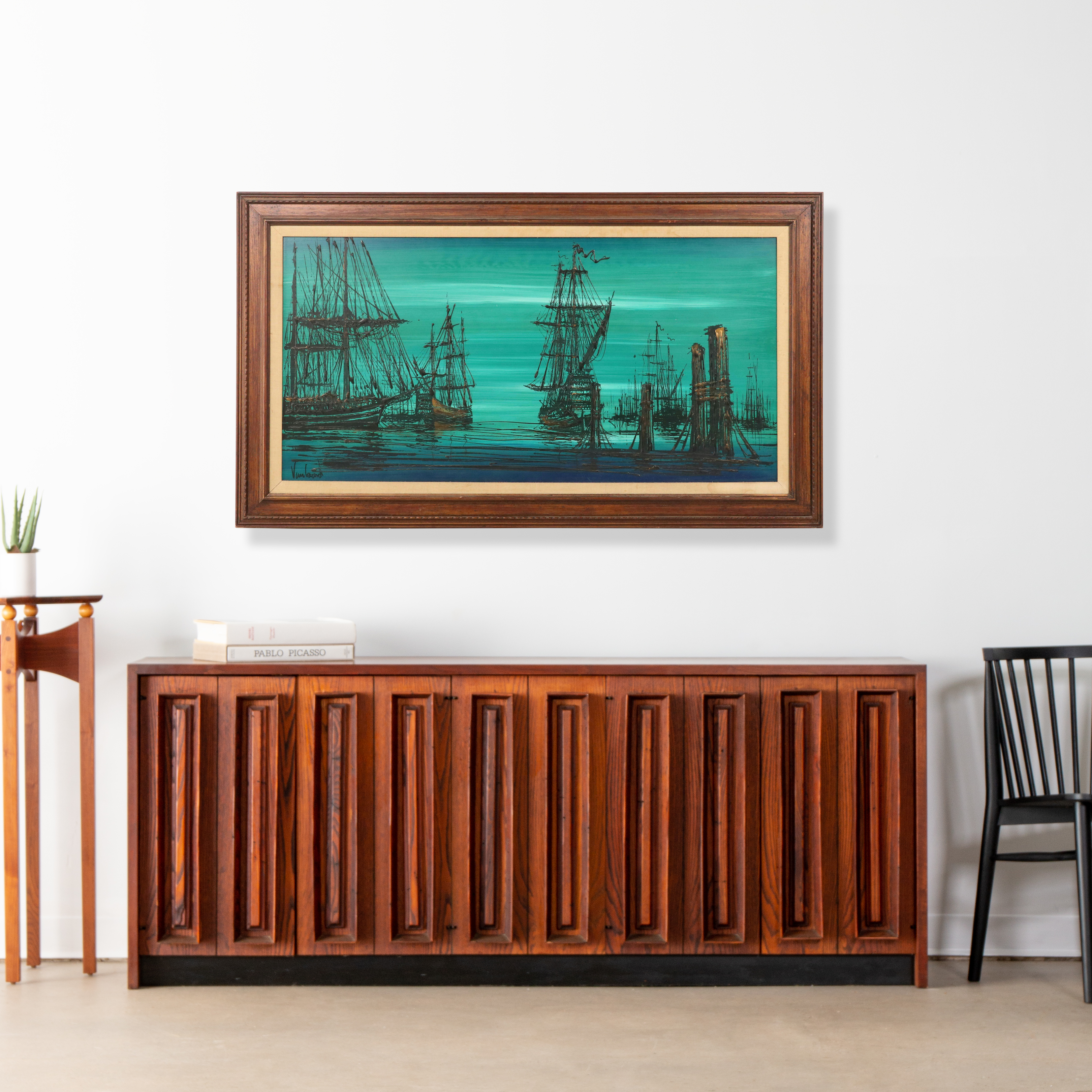 Nocturne Maritime Acrylic Painting, Late 20th Century