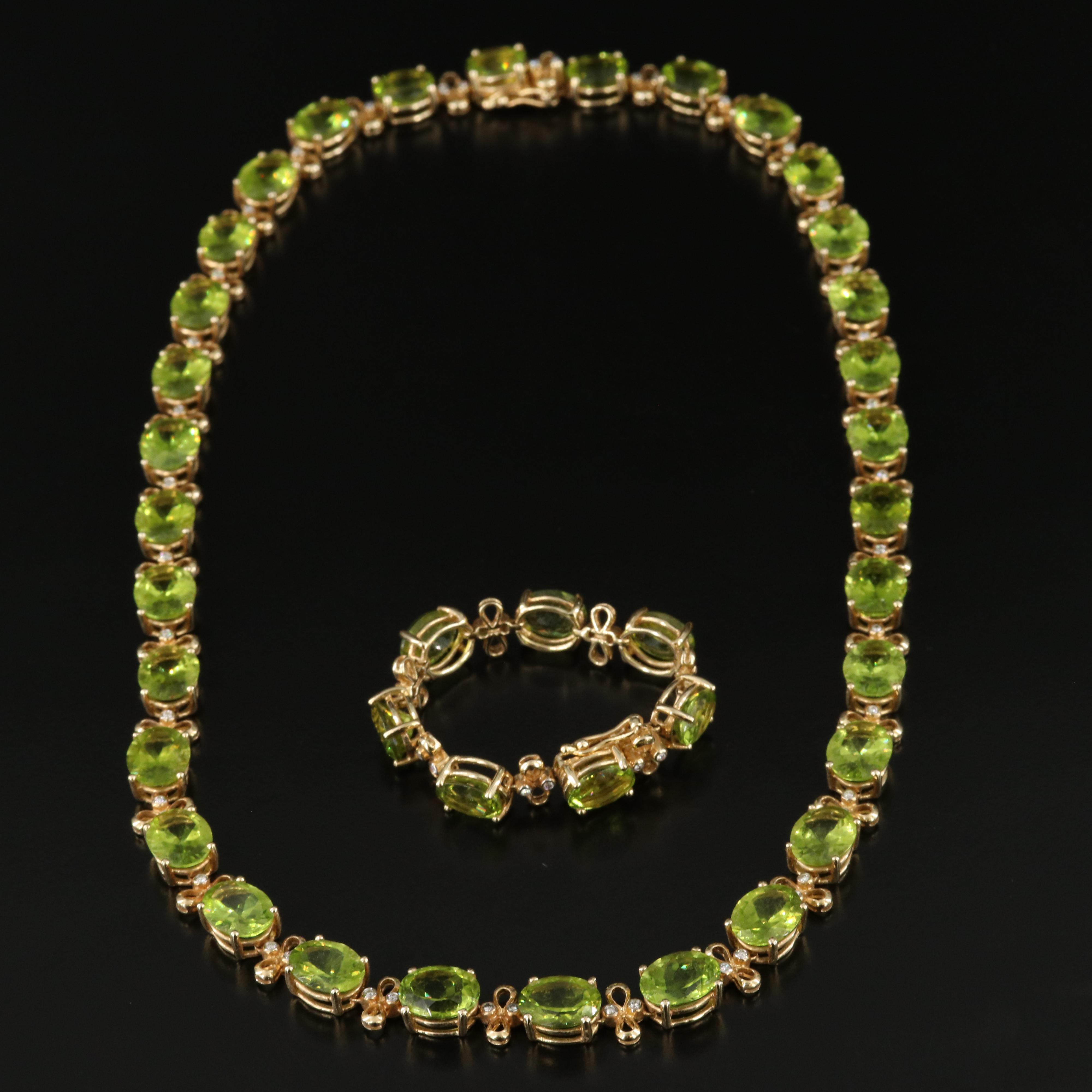 14K Peridot and Diamond Necklace