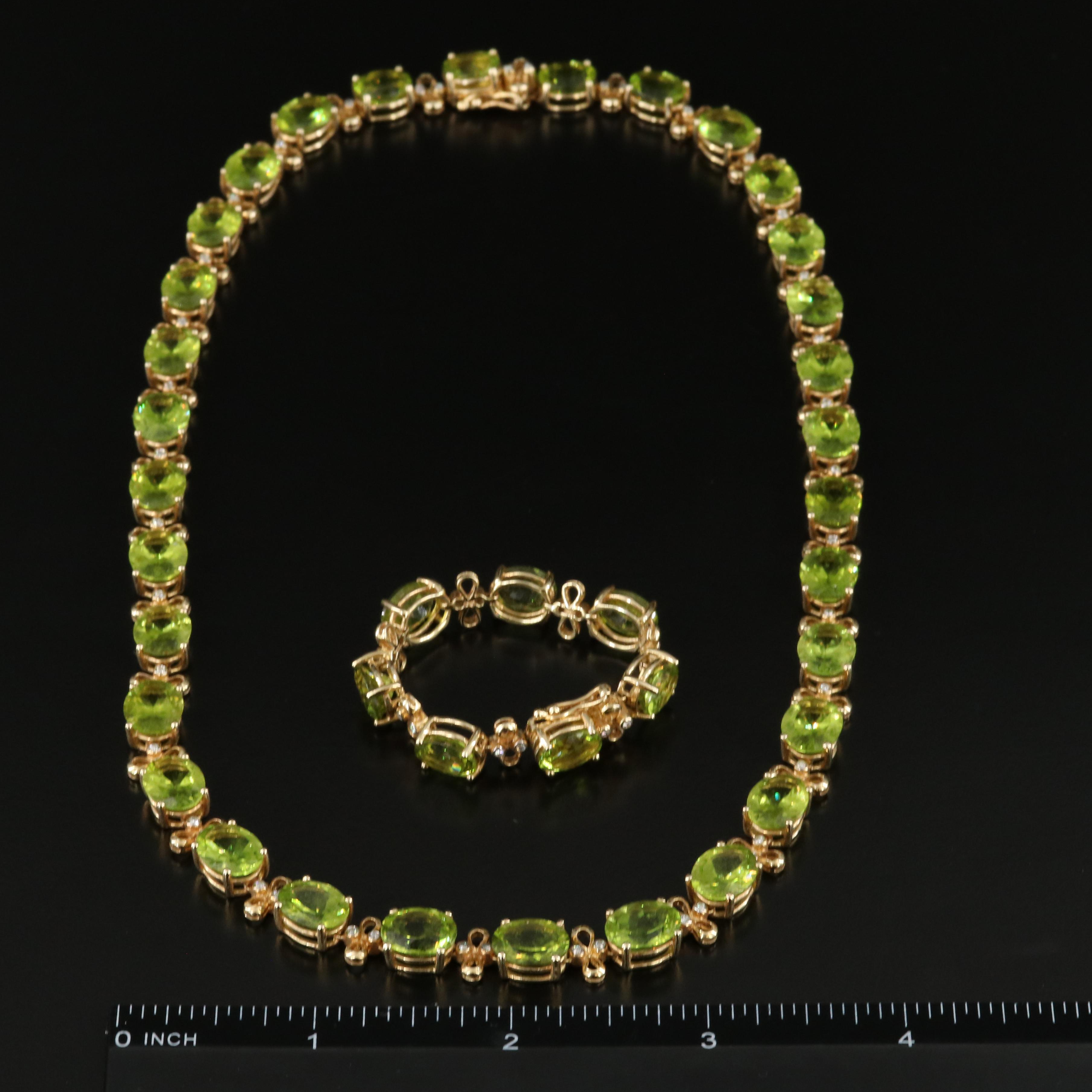 14K Peridot and Diamond Necklace