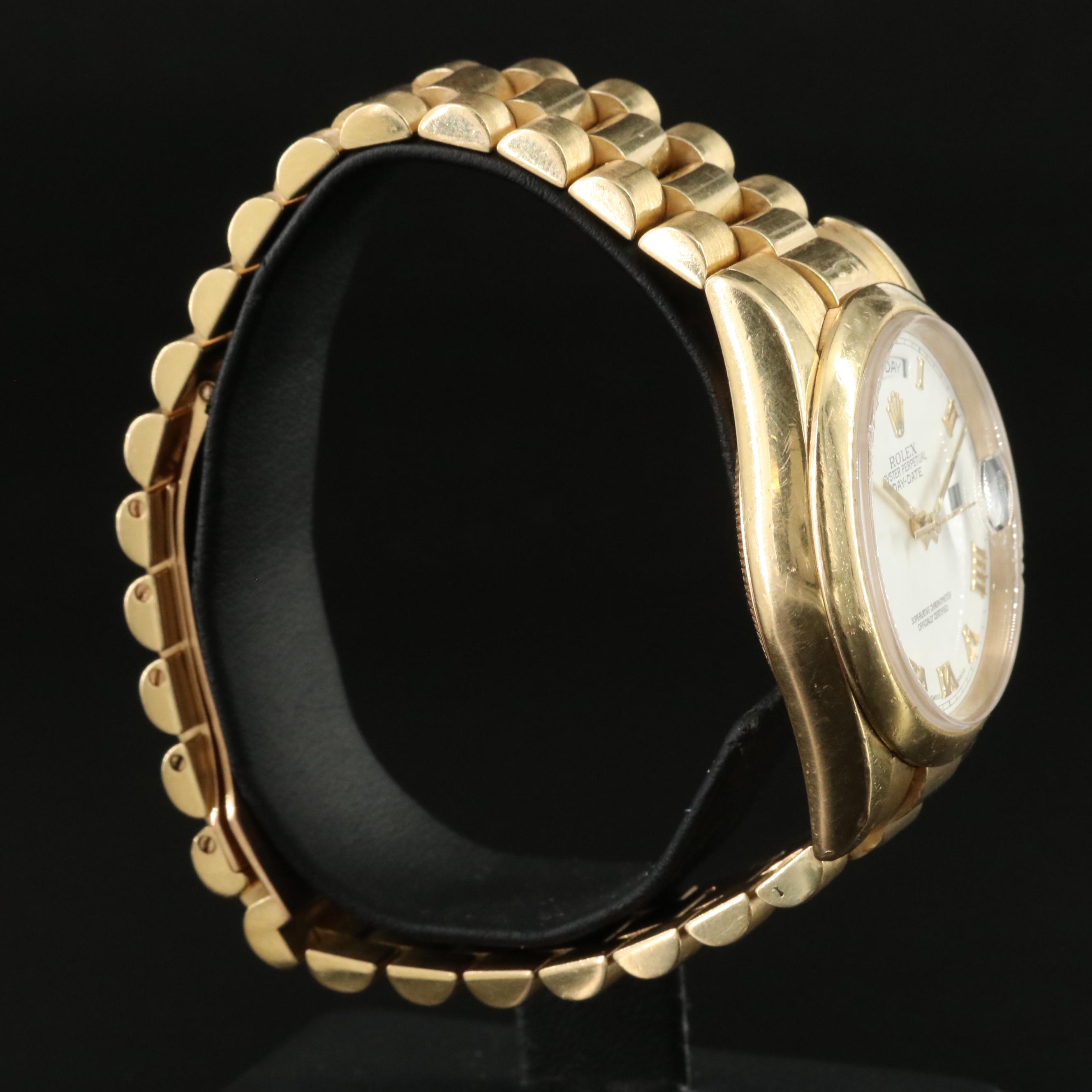 Rolex Day-Date 118208 18K Gold 36mm Automatic Watch c.2000