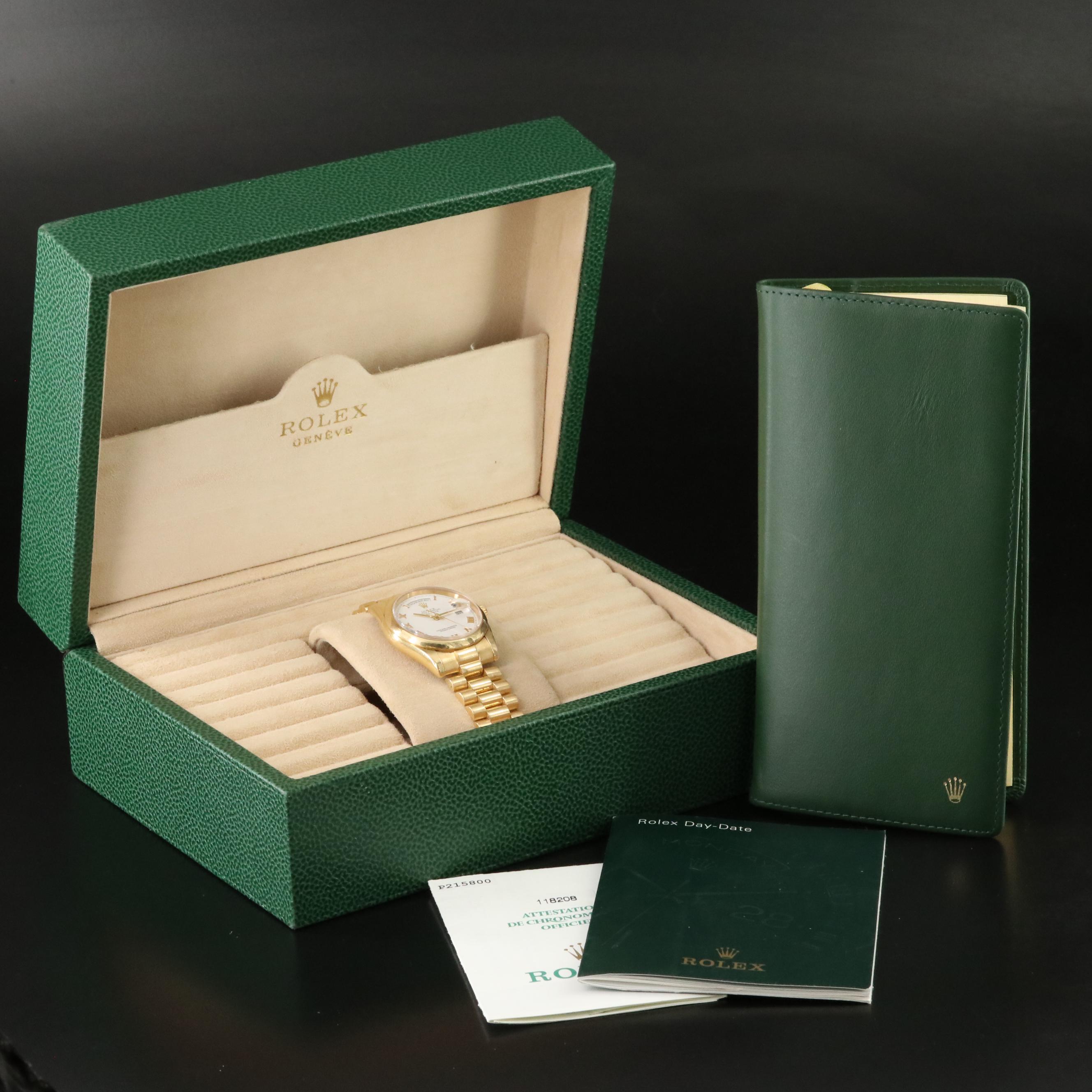 Rolex Day-Date 118208 18K Gold 36mm Automatic Watch c.2000