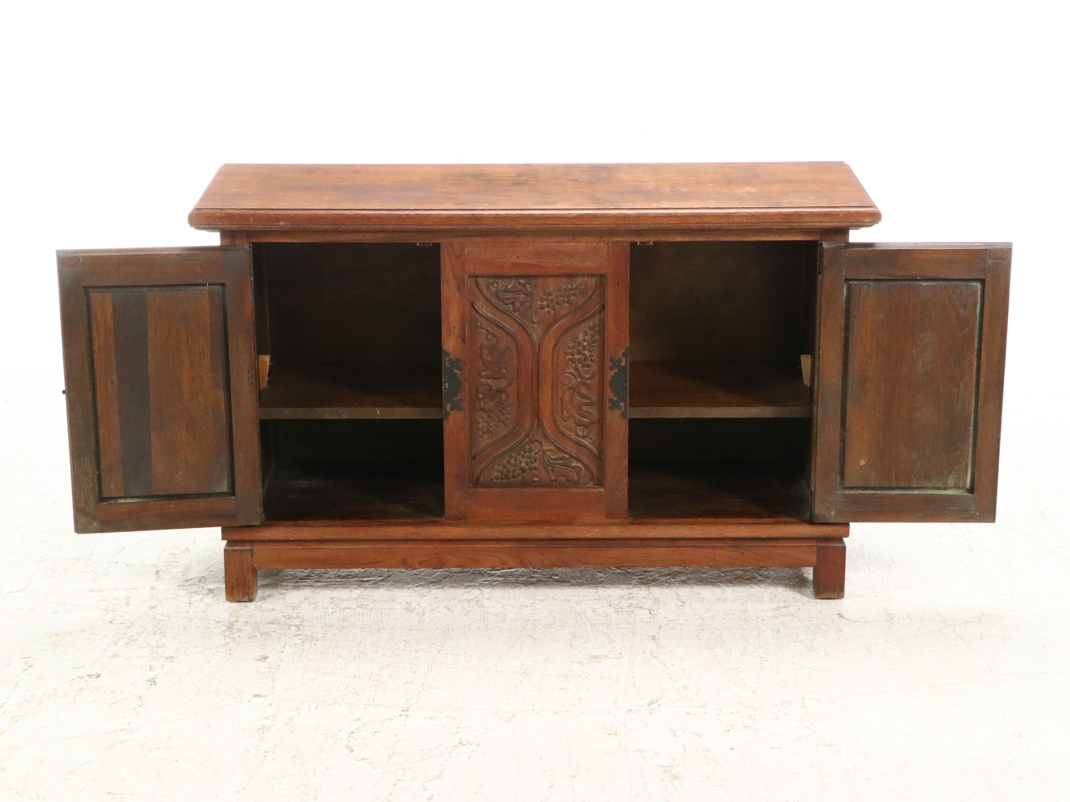 Spanish Baroque Style Grapevine Carved Oak Cabinet, 20th Century