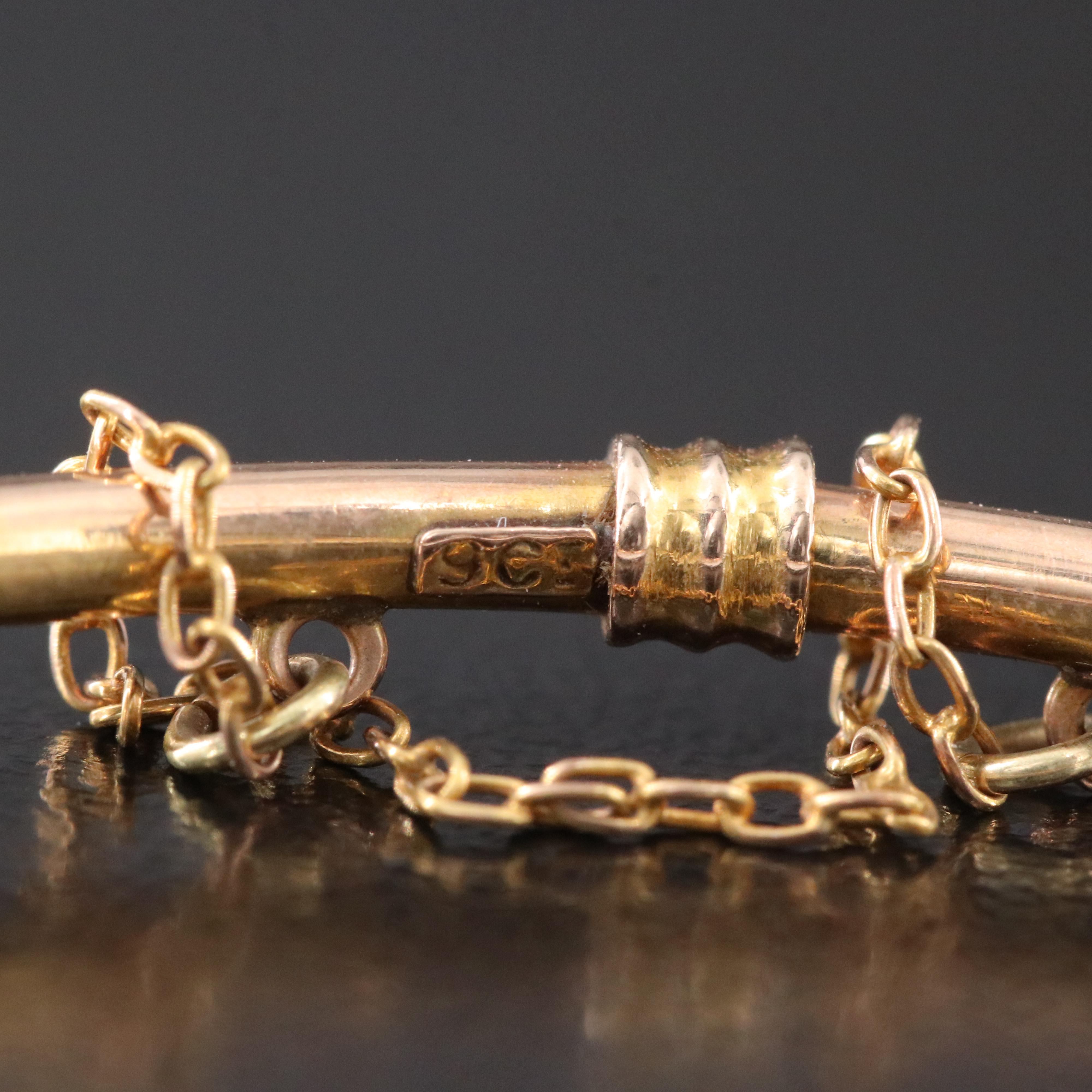 Antique 9K Tourmaline and Seed Pearl Hinged Bangle Bracelet