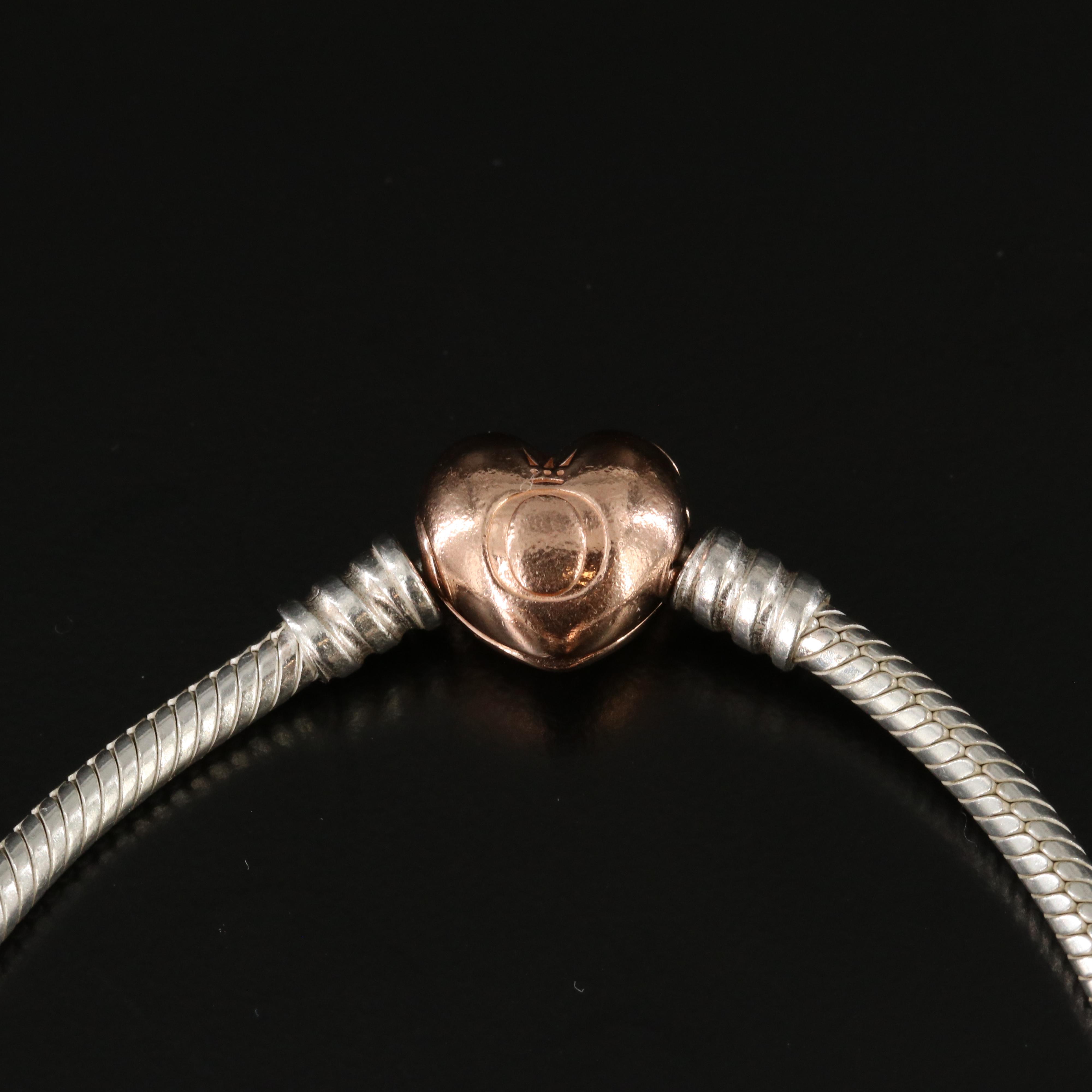 Pandora Sterling Bracelet with Rose Tone and CZ Accents