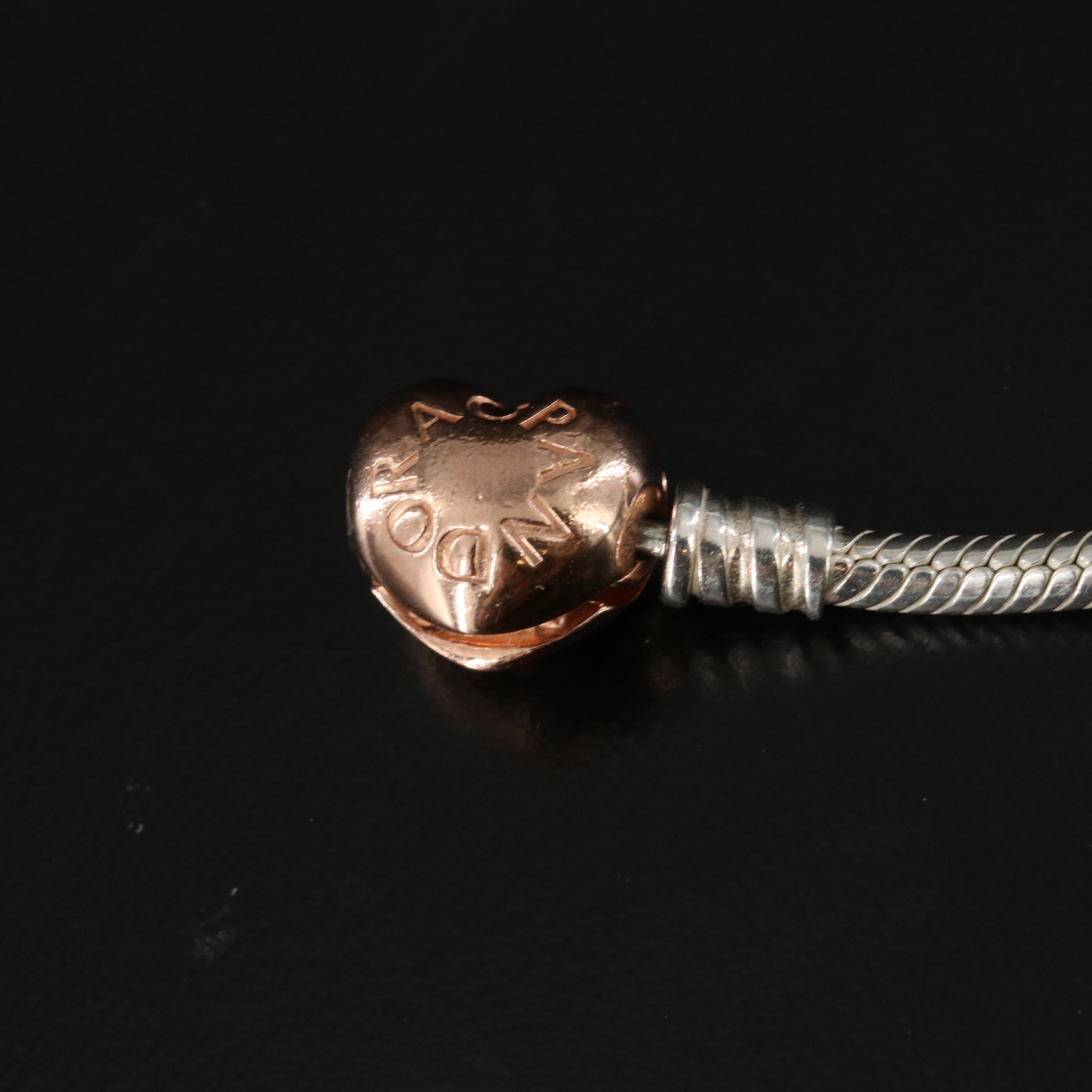 Pandora Sterling Bracelet with Rose Tone and CZ Accents