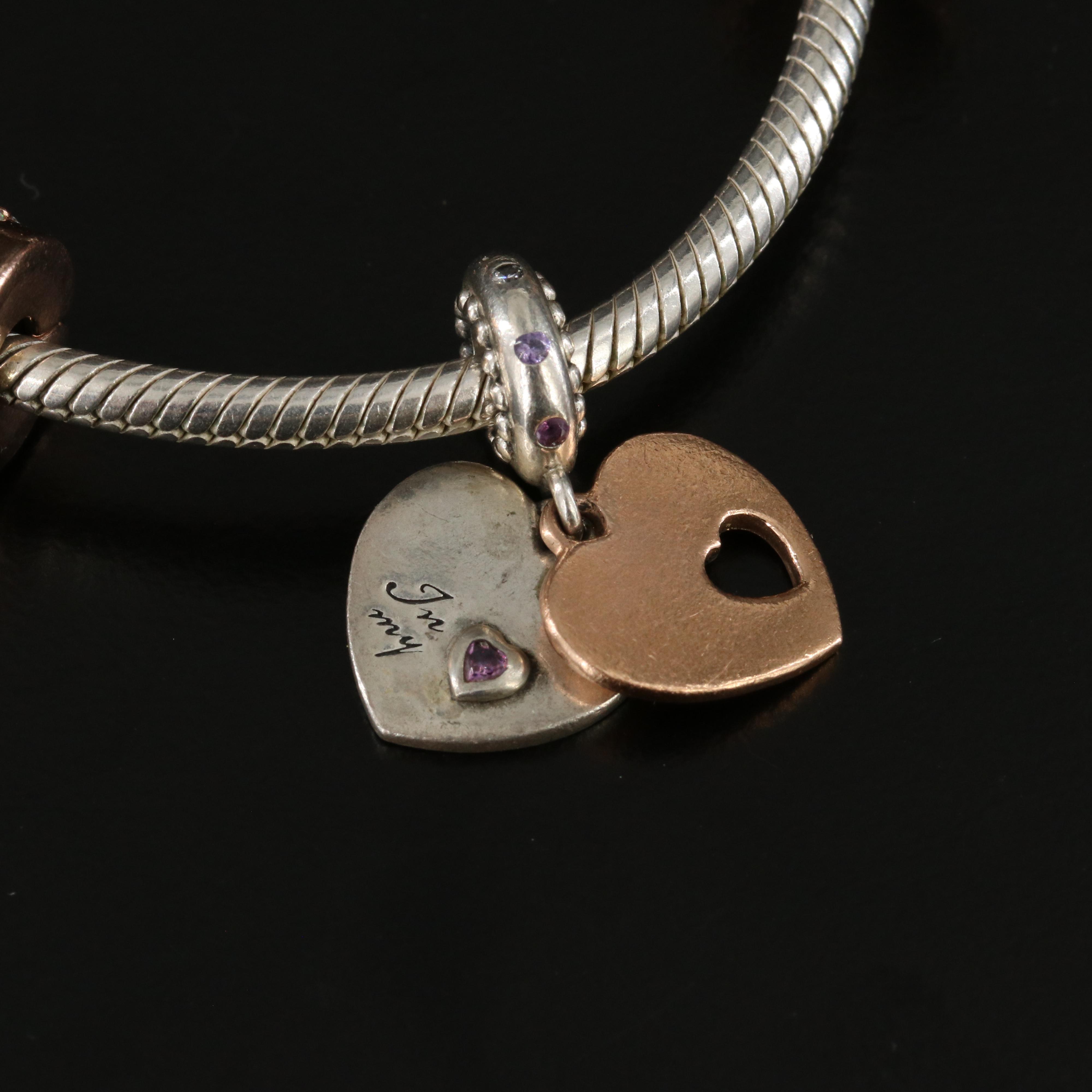 Pandora Sterling Bracelet with Rose Tone and CZ Accents