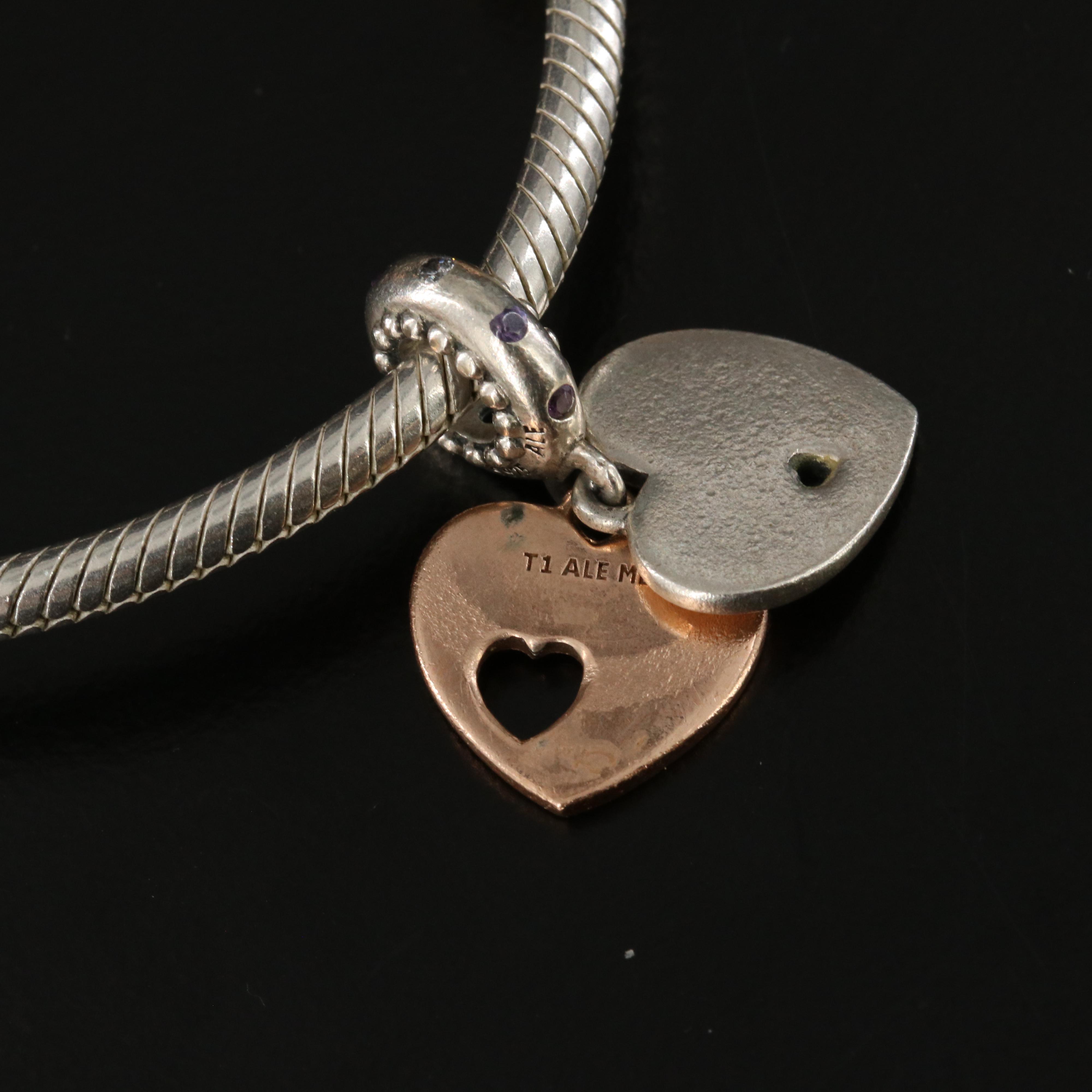 Pandora Sterling Bracelet with Rose Tone and CZ Accents