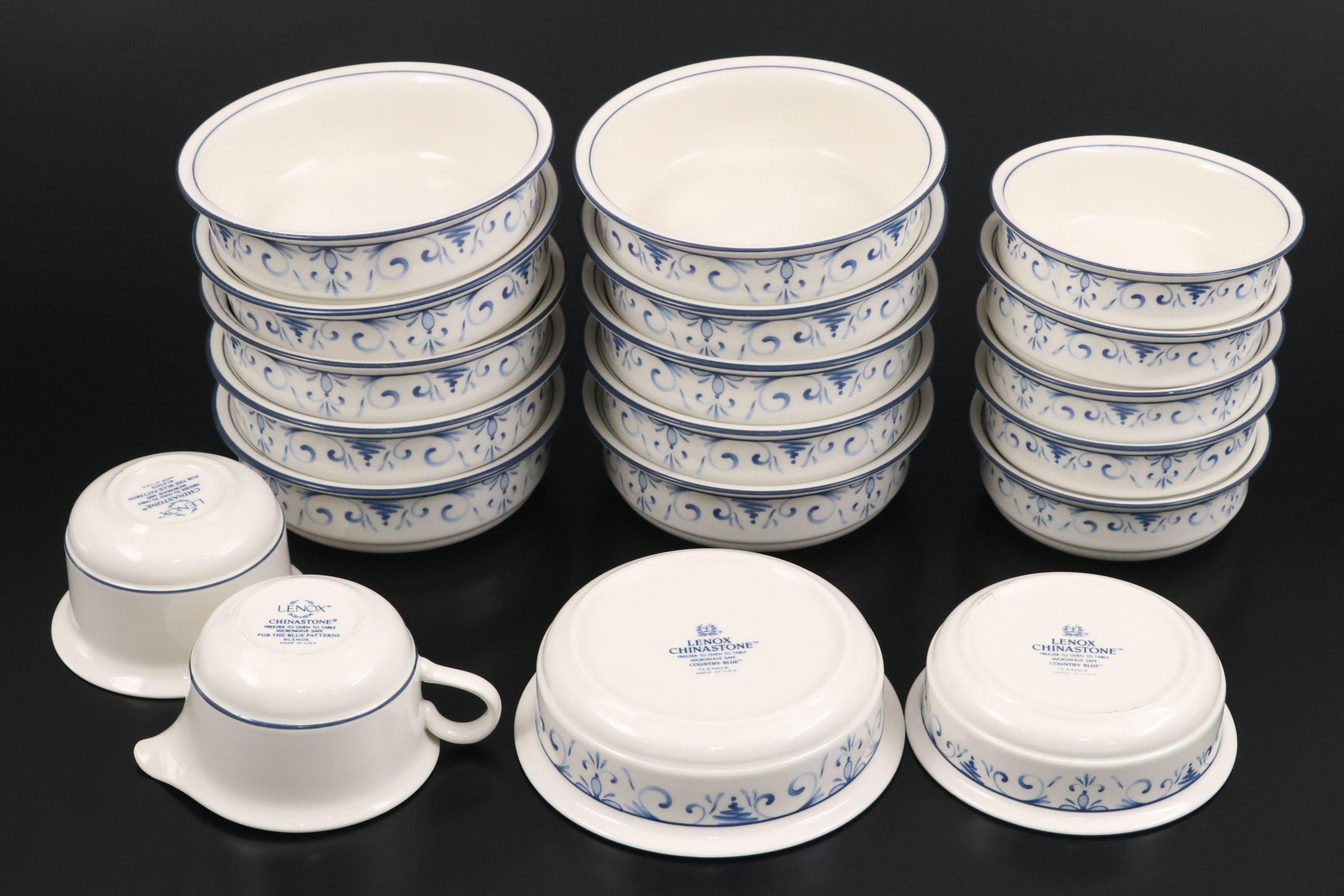 Lenox "Country Blue" Stone China Dinnerware, 1987–1993