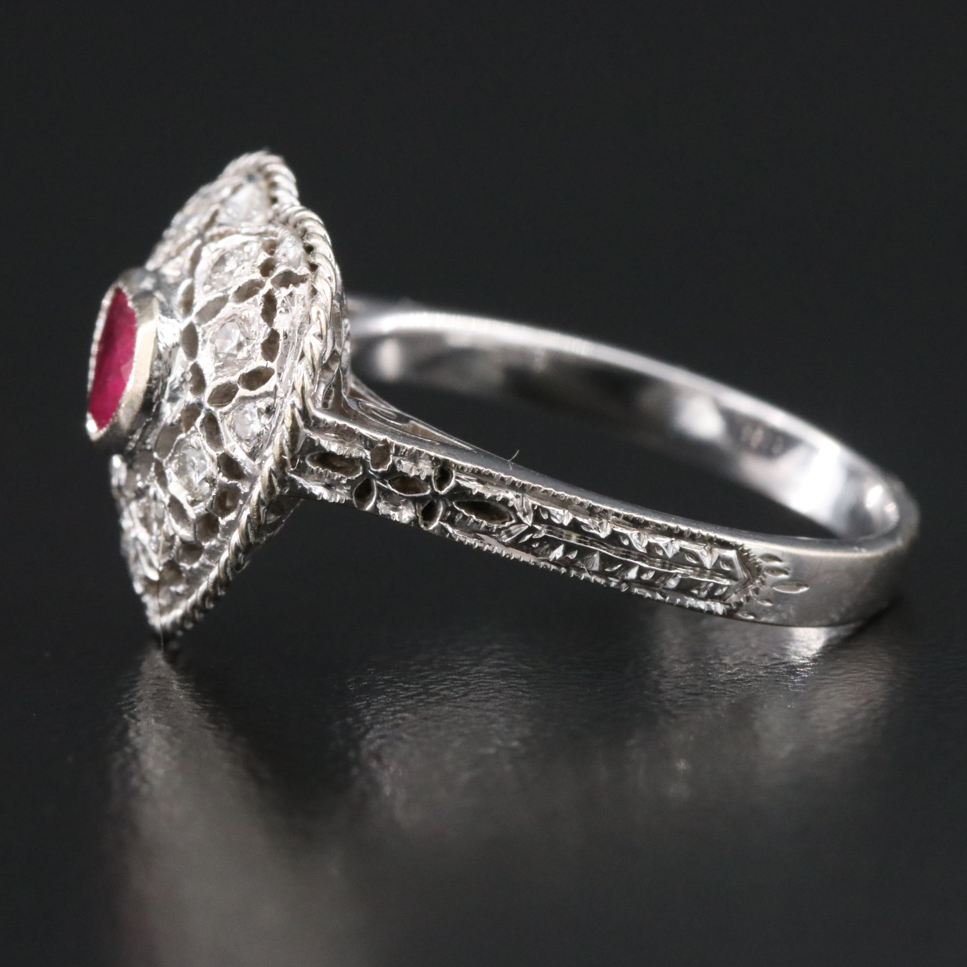 18K Ruby and Diamond Heart Ring