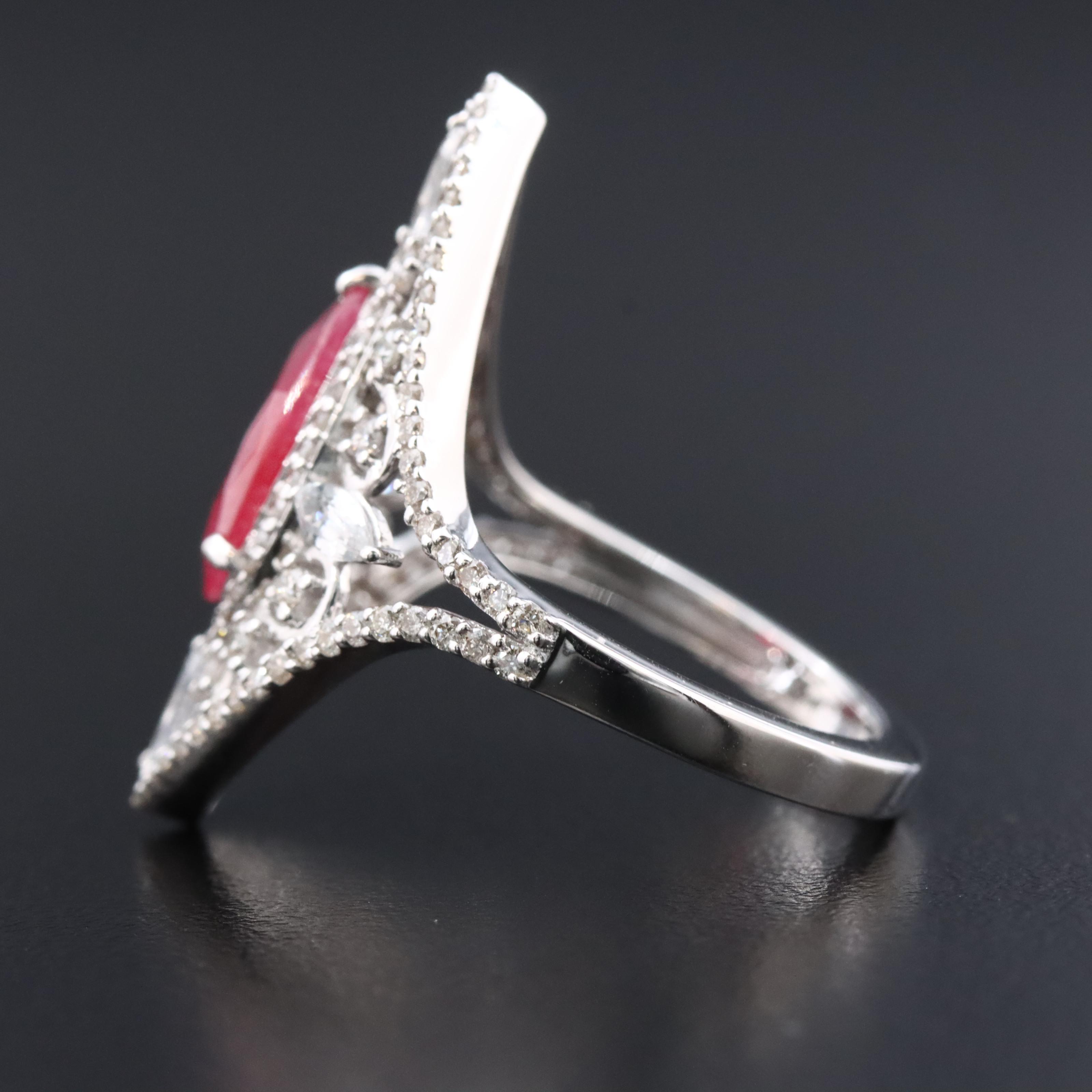 14K 1.81 CT Ruby, White Sapphire, and Diamond Ring with IGI Jewelry Report