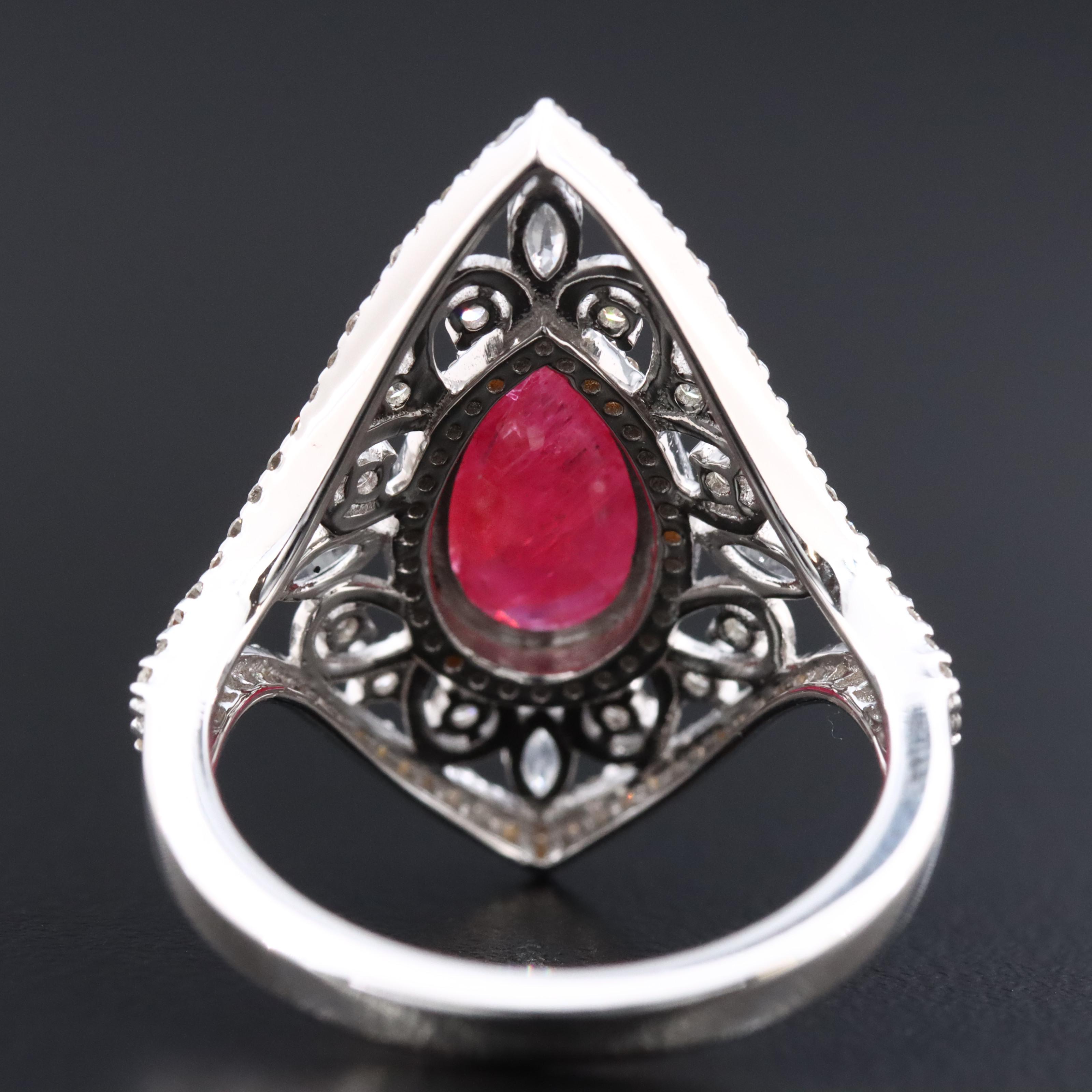 14K 1.81 CT Ruby, White Sapphire, and Diamond Ring with IGI Jewelry Report