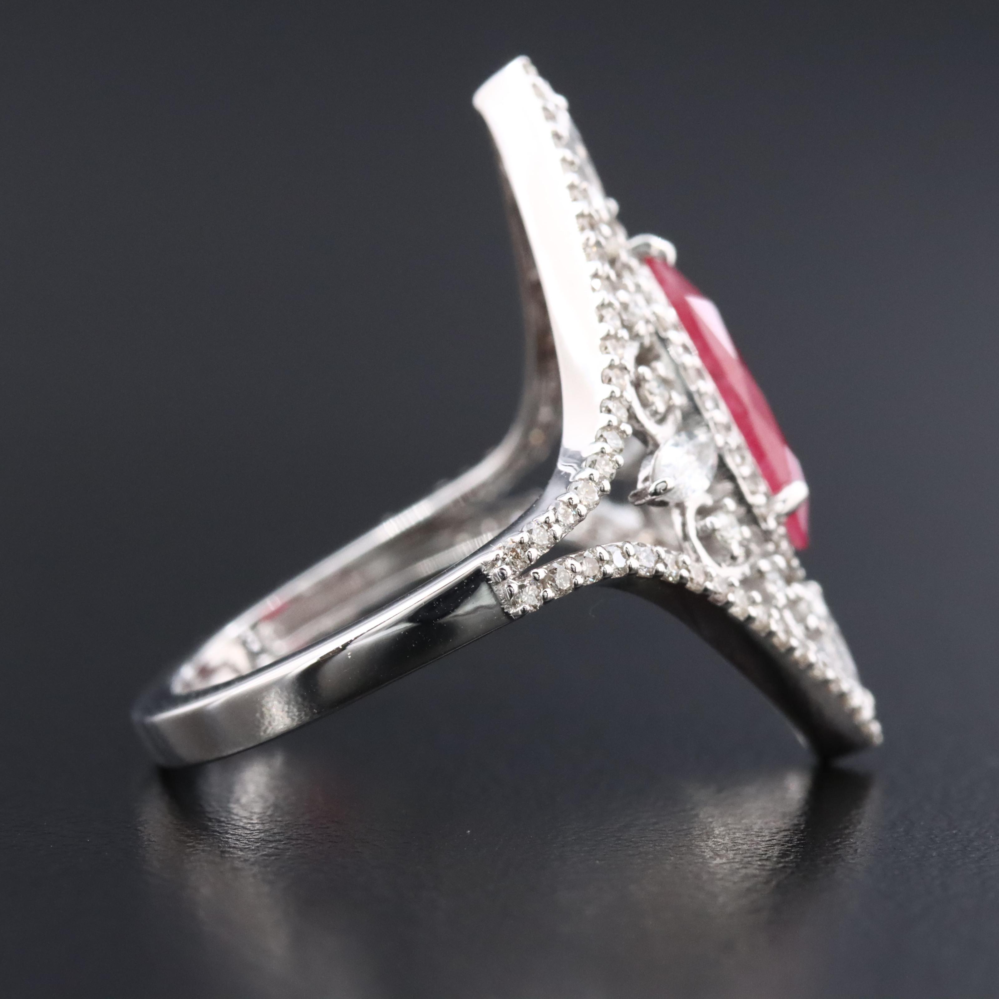 14K 1.81 CT Ruby, White Sapphire, and Diamond Ring with IGI Jewelry Report