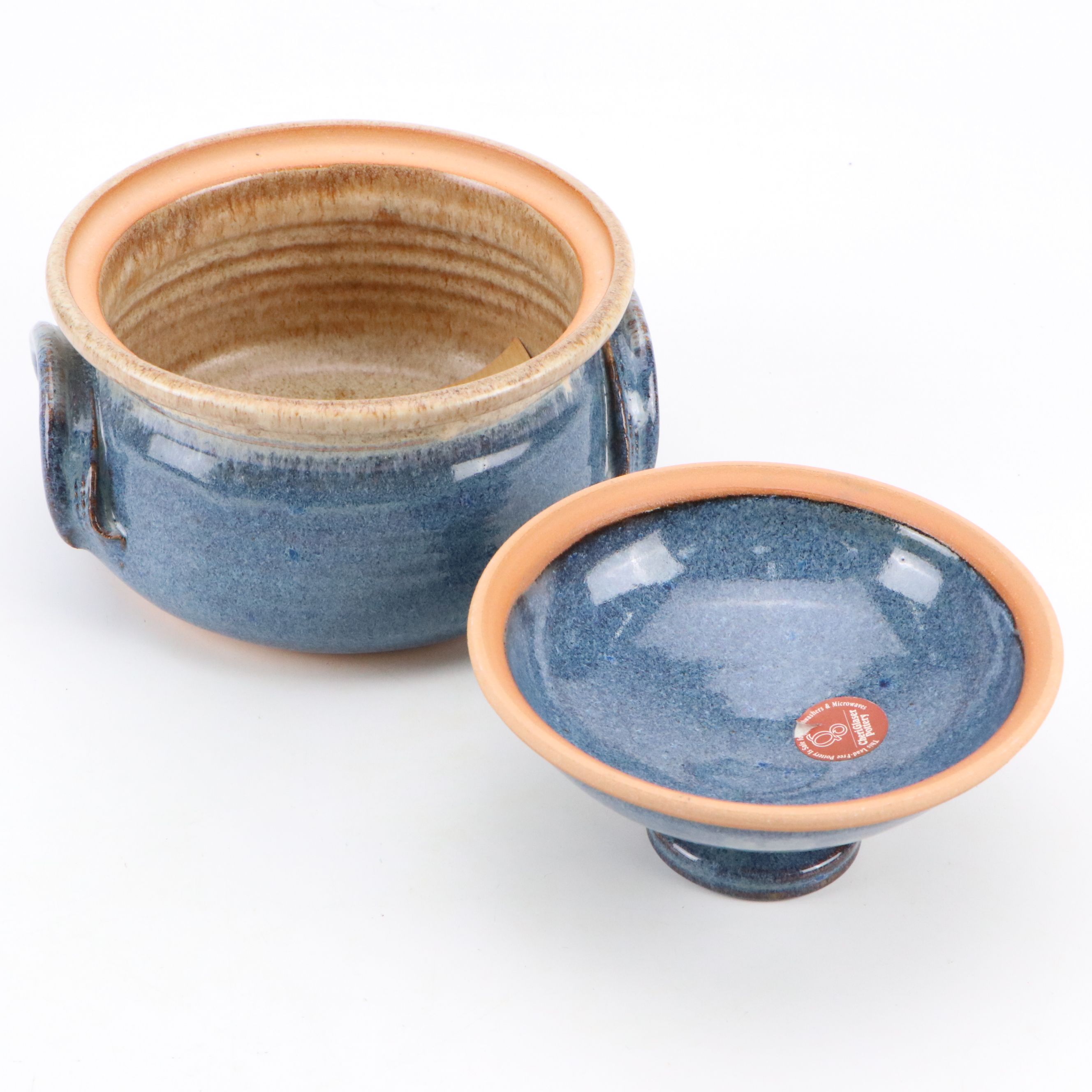 Bill Campbell Ceramic Oil Lamp and Cheri Glaser Bean Crock with Candlestick